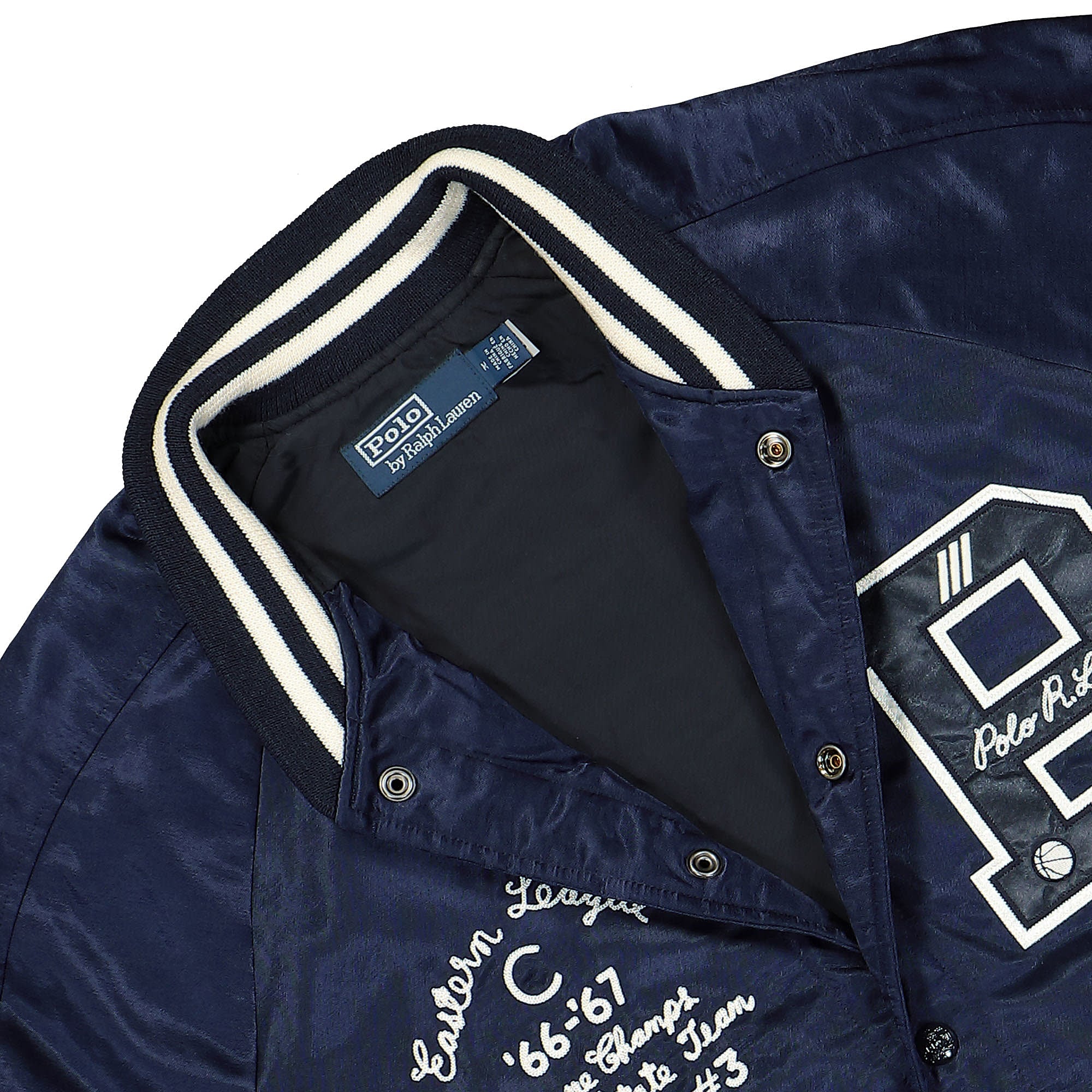 Polo Ralph Lauren Varsity-Inspired Satin Jacket Aviator Navy Bomber & Varsity Jackets Material | Overkill