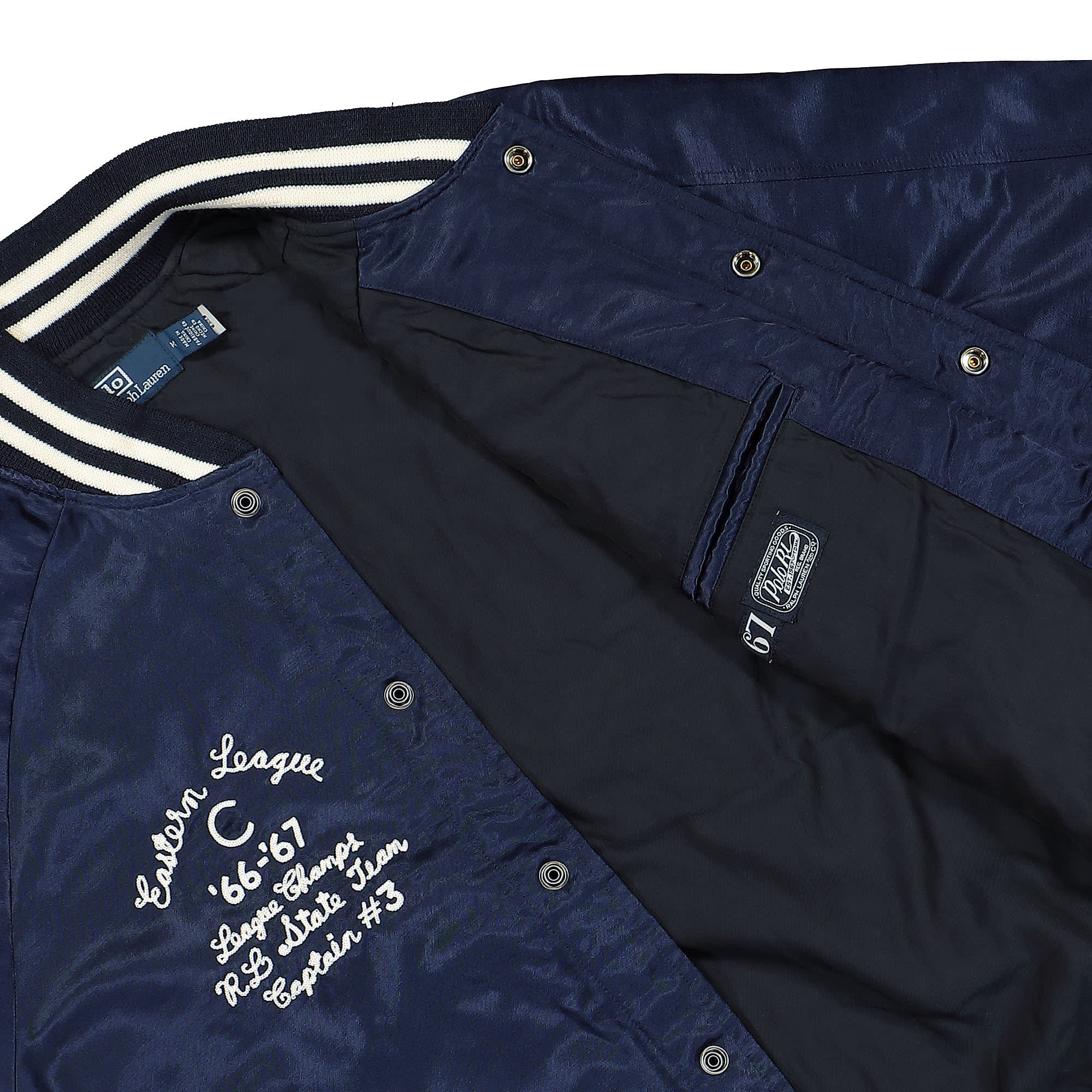 Polo Ralph Lauren Varsity-Inspired Satin Jacket Aviator Navy Bomber & Varsity Jackets Detail view 1 | Overkill