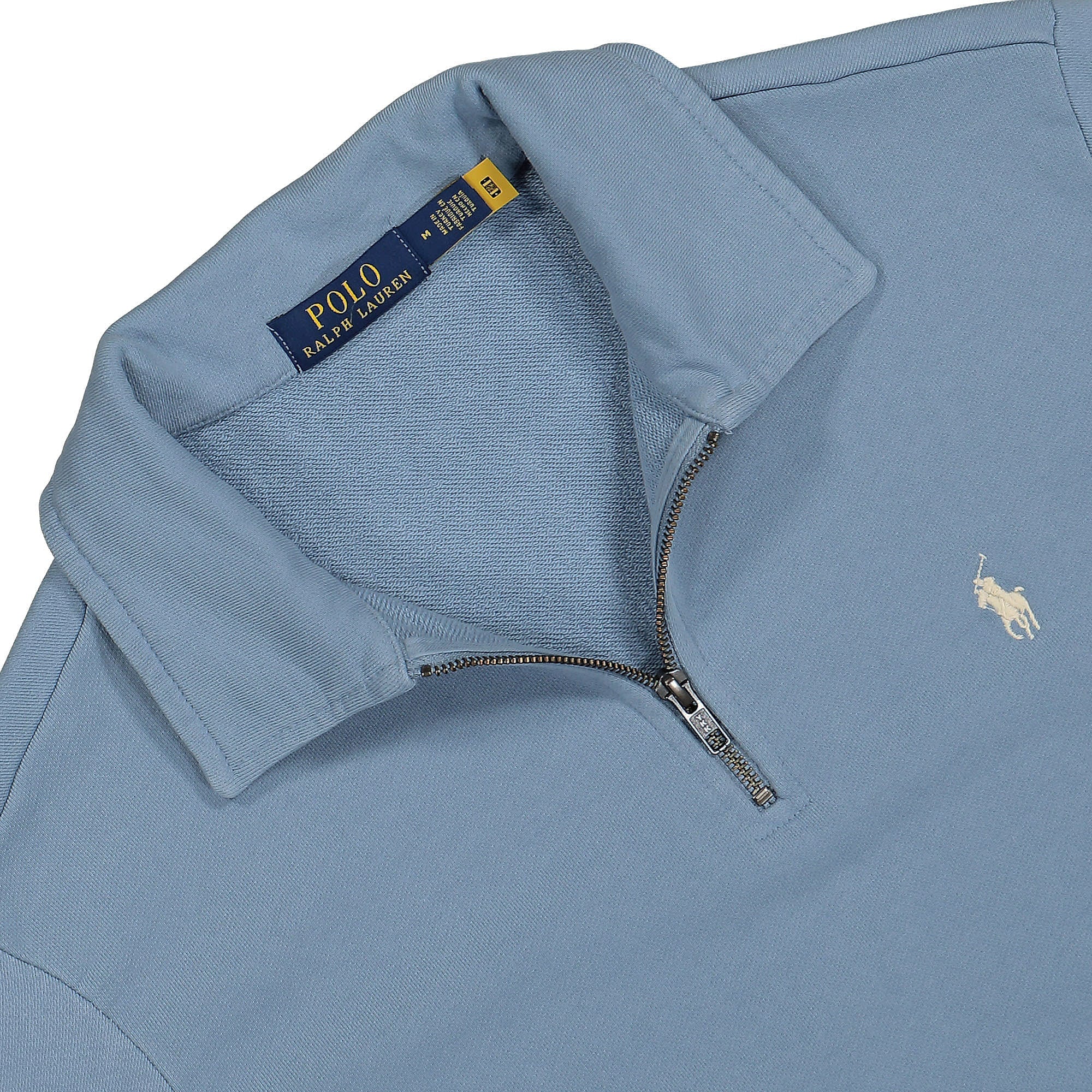 Polo Ralph Lauren Loopback Fleece Quarter-Zip Sweatshirt Channel Blue Sweatshirts Close-up | Overkill
