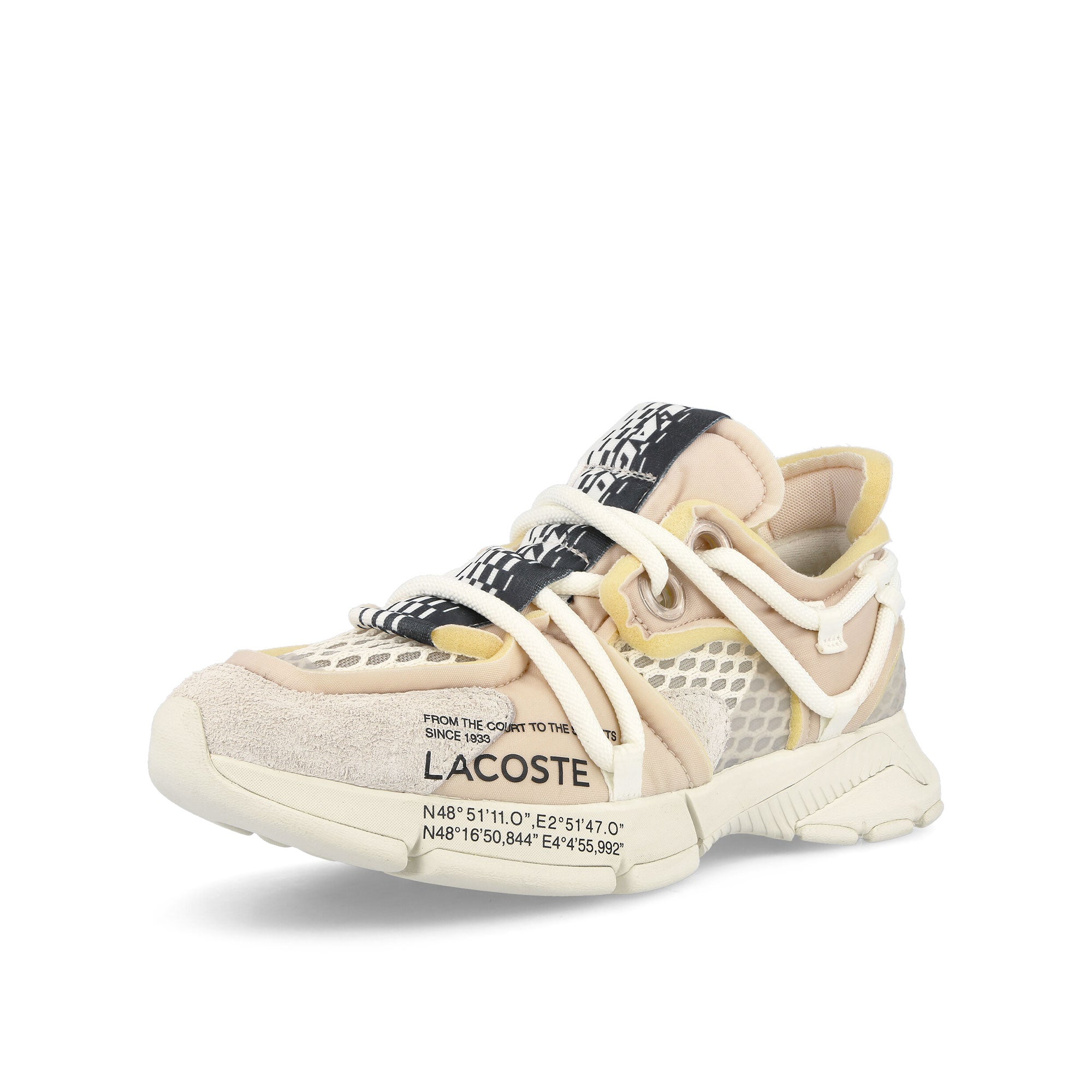 Lacoste L003 Active RWY 123 1 SMA Off White Low Top Sneakers Close Up | Overkill