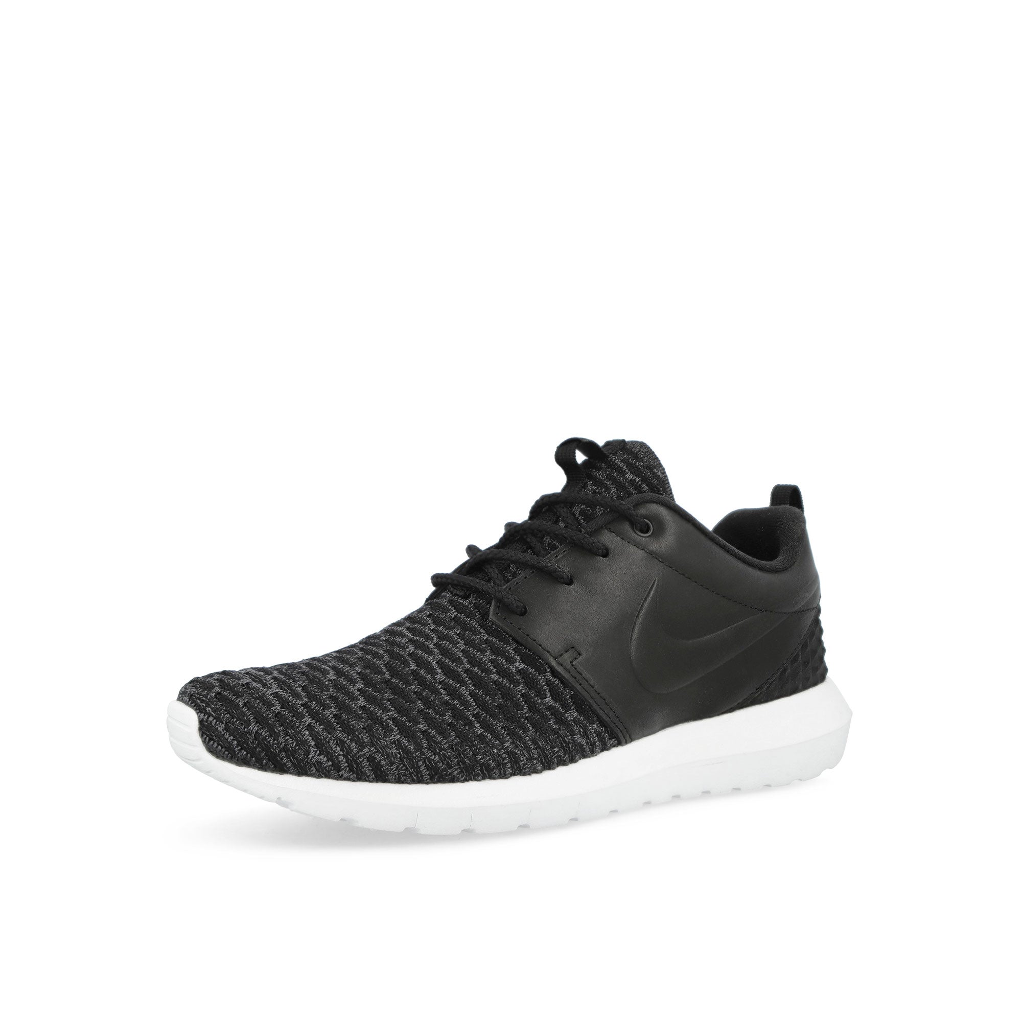 Nike Roshe NM Flyknit Premium Black / Black - Dark Grey - White Sneaker 746825 001 Close-up | Overkill