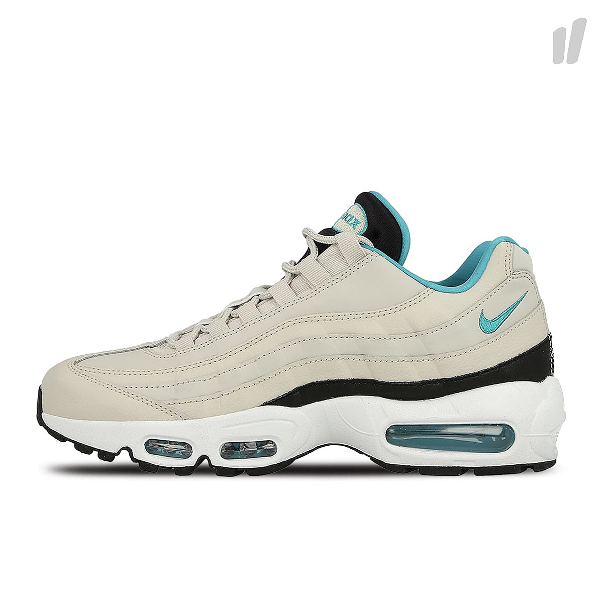 Nike air max 95 essential Light Bone-Sport Turquiose - Black - White Low Top Sneakers 749766 027 | Overkill