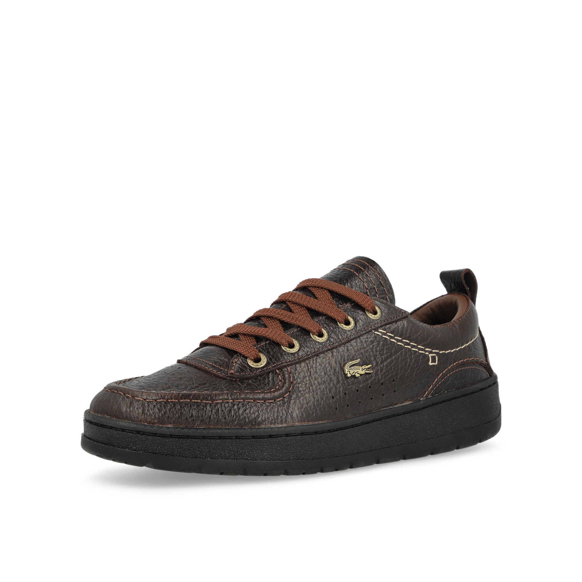 Lacoste Umpire 125 3 CMA Brown / Dark Brown - Leather Low Top Sneakers Close Up | Overkill