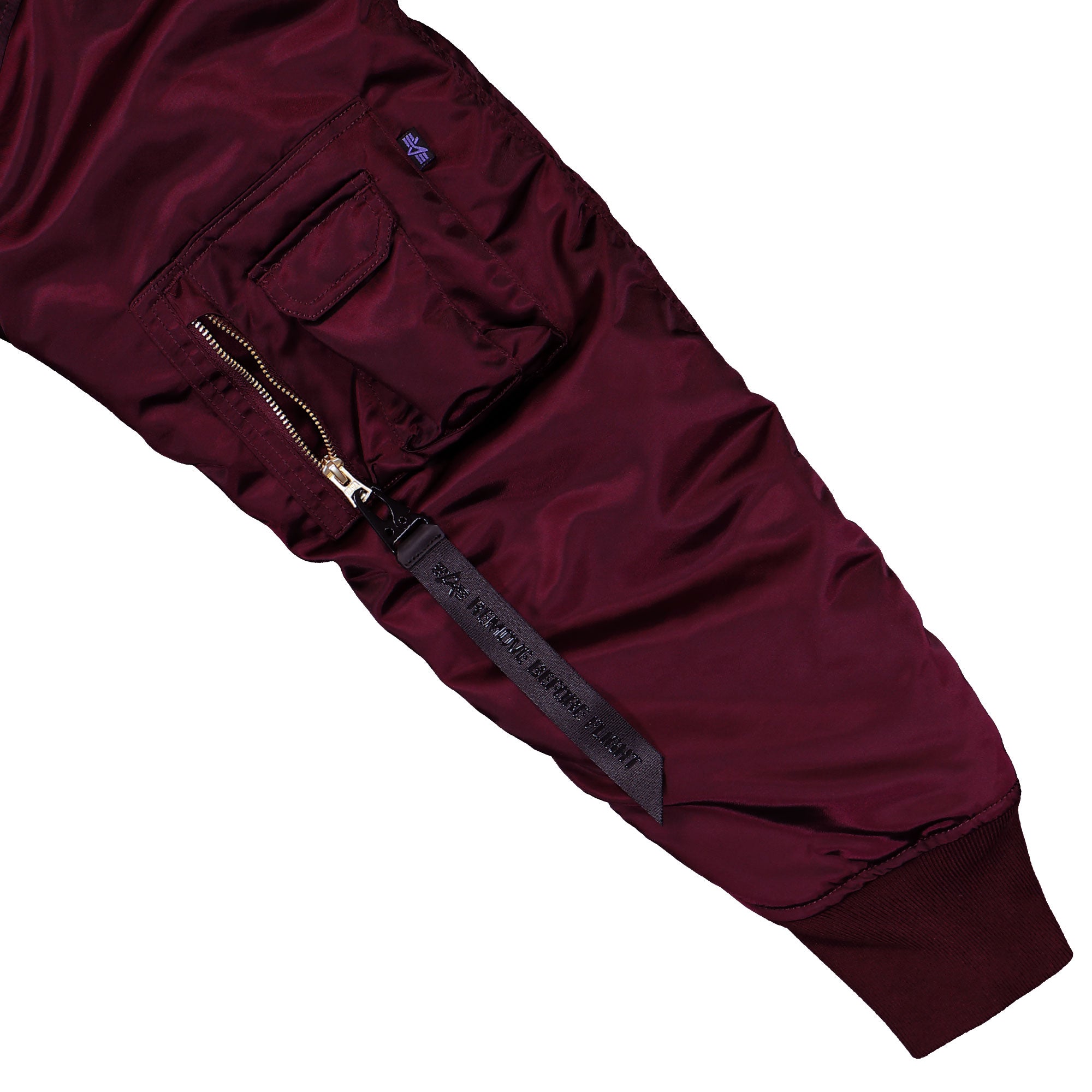Alpha Industries MA-1 Base Flight Jacket Dark Cherry Bomber Jacket 756111-608 Detail View 2 | Overkill