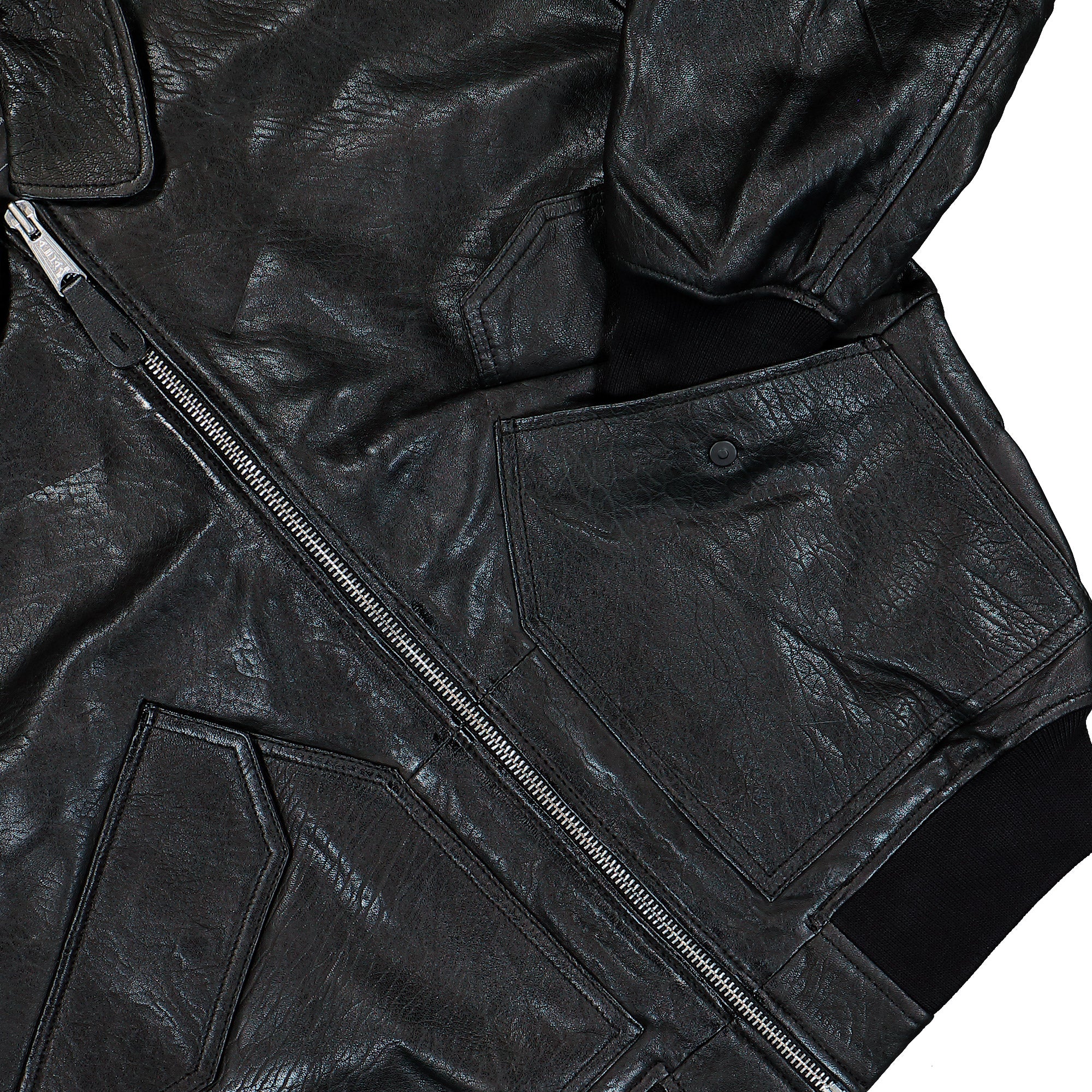 Alpha Industries CWU-36 / P Leather UV Bomber Jacket Black Jacket 768002-03 Detail View 1 | Overkill