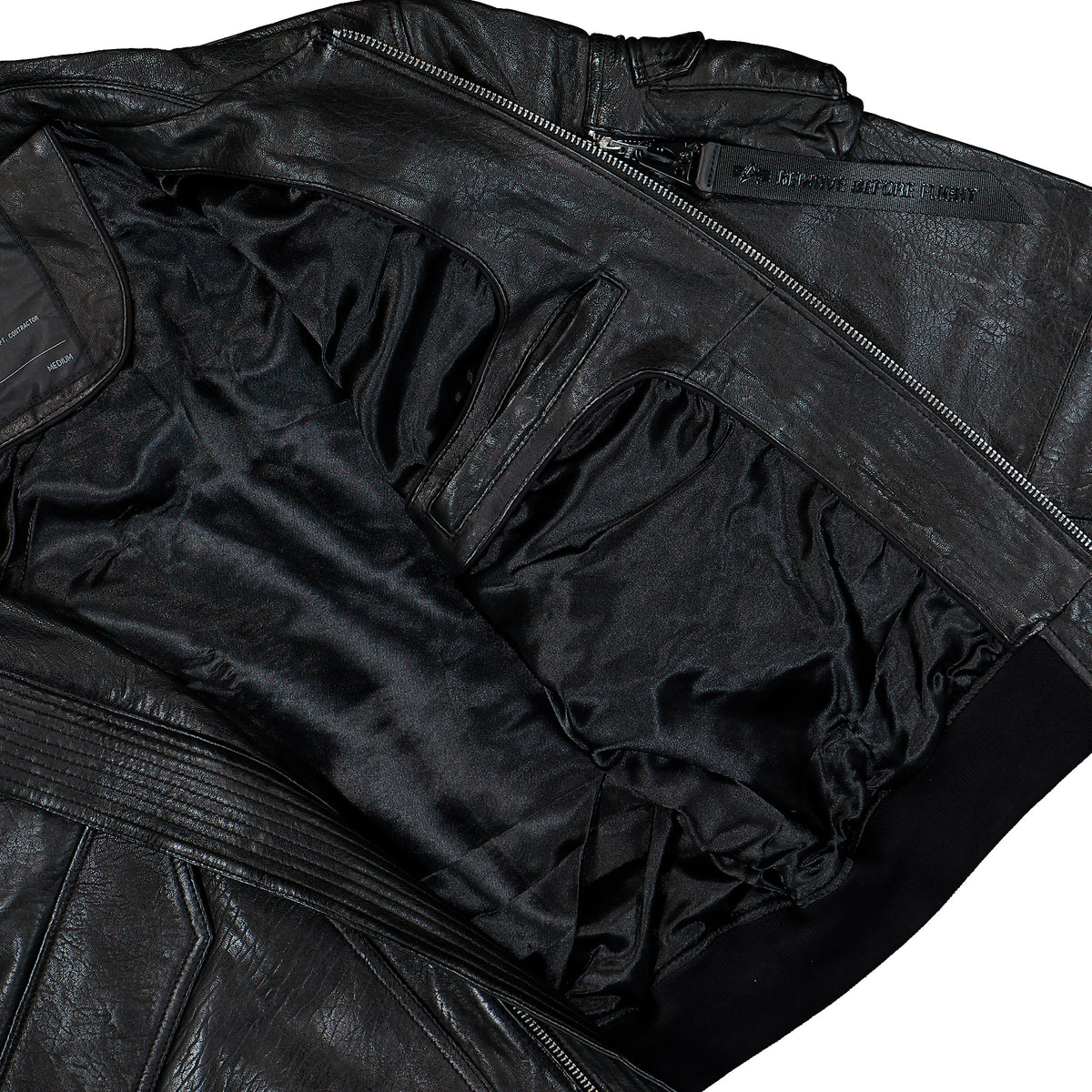 Alpha Industries CWU-36 / P Leather UV Bomber Jacket Black Jacket 768002-03 Detail View 3 | Overkill