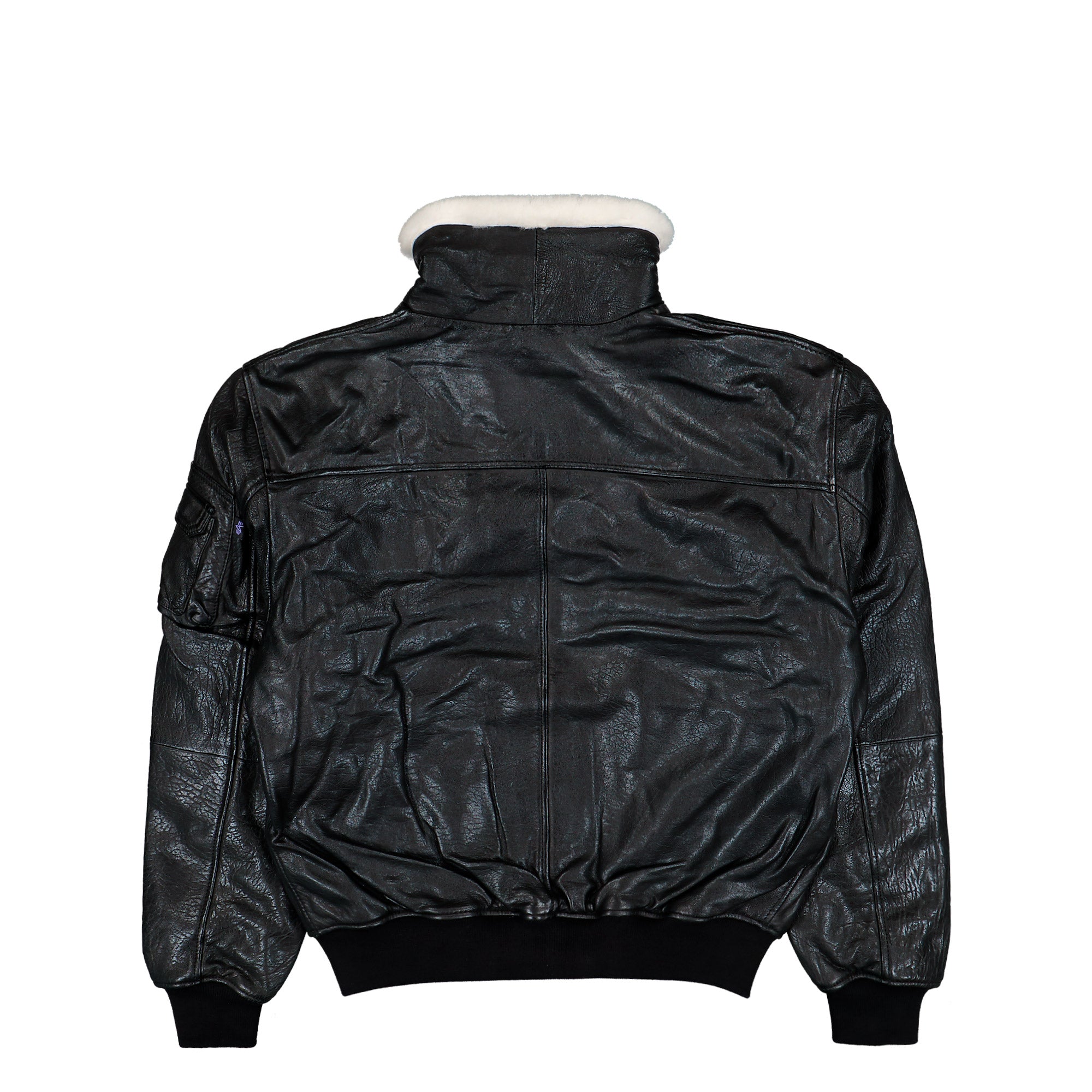 Alpha Industries B-15 Leather UV Bomber Jacket Black Jacket 768004-03 Close-up | Overkill