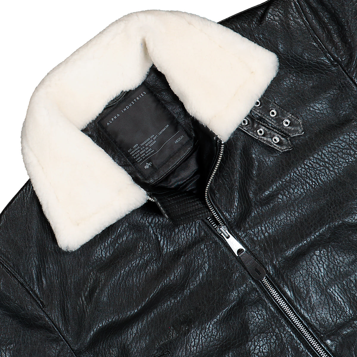 Alpha Industries B-15 Leather UV Bomber Jacket Black Jacket 768004-03 Detailfoto | Overkill