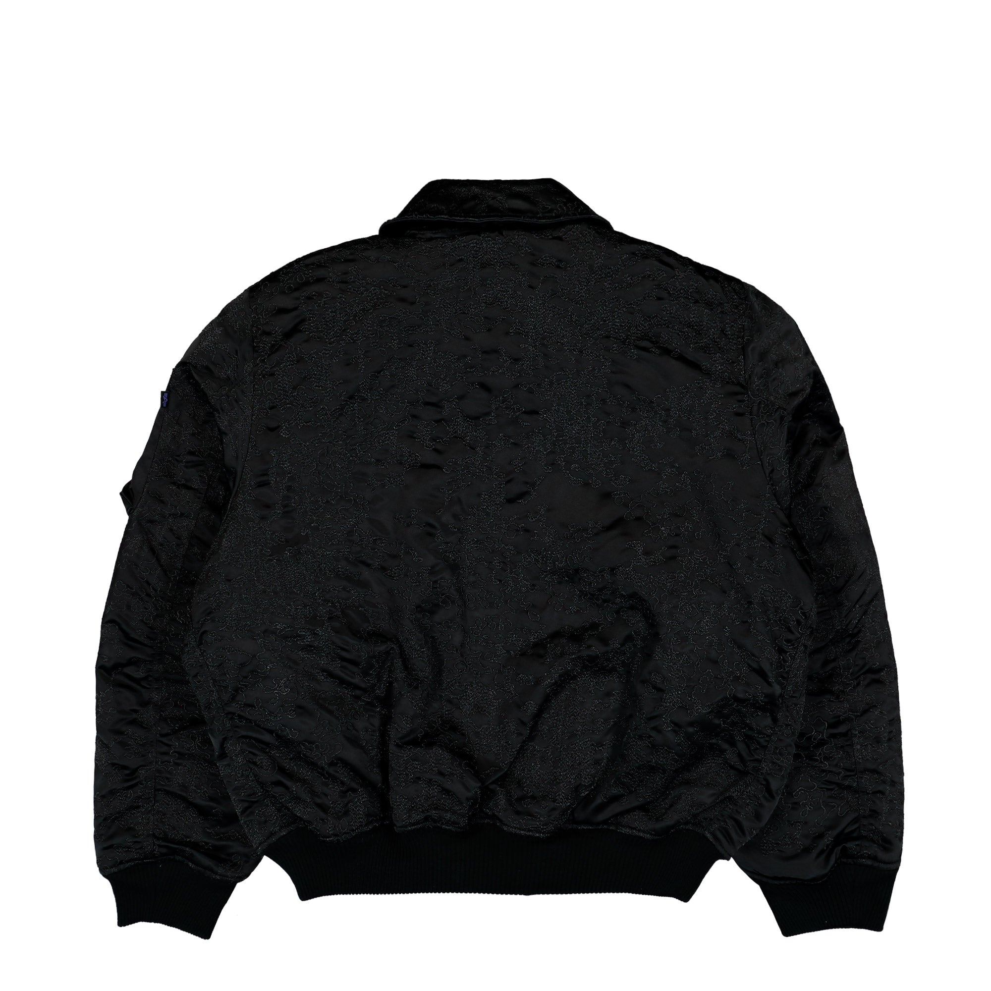 Alpha Industries CWU-45 / P Camo Embroidery UV Bomber Jacket Black Bomber Jacket 768009-03 Close-up | Overkill