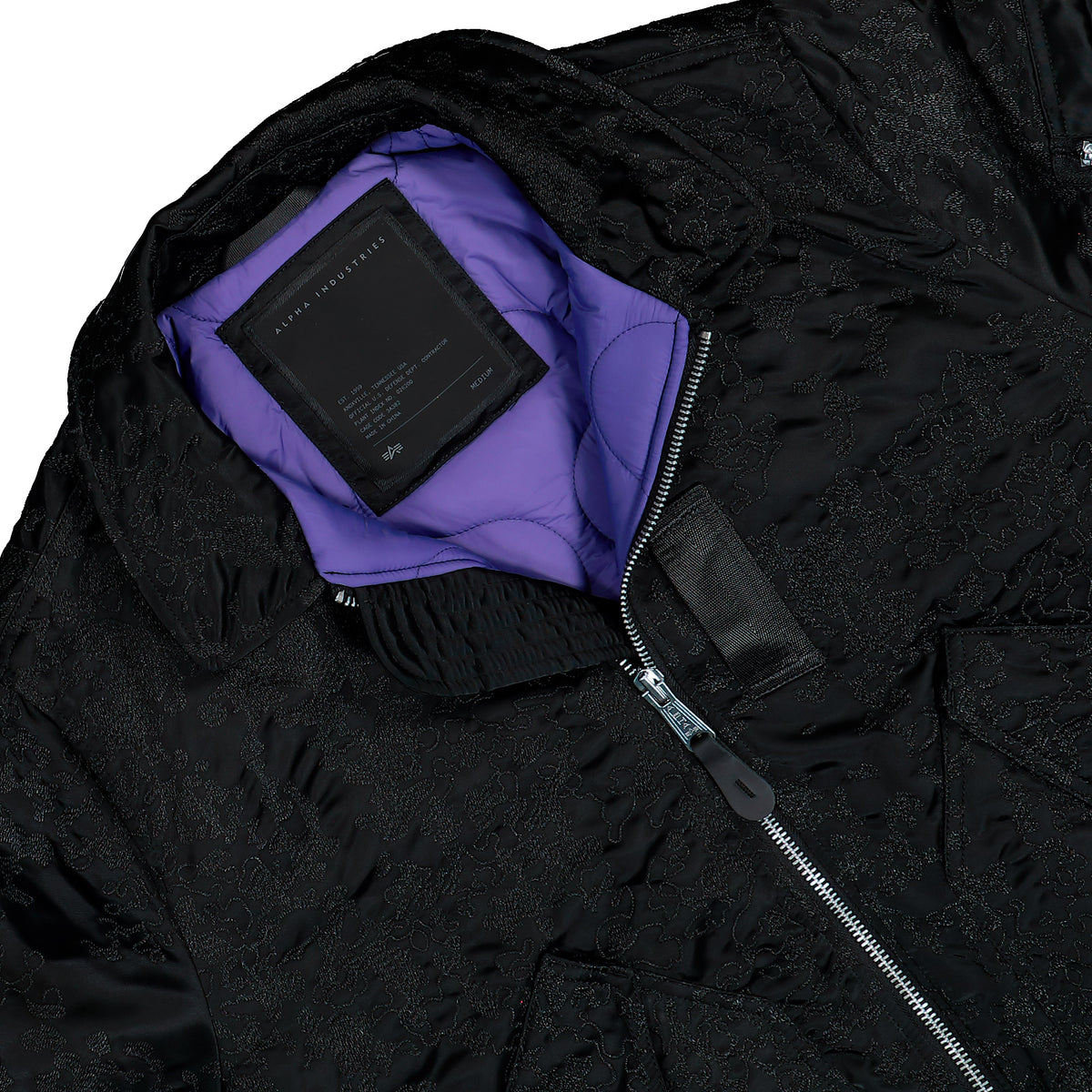 Alpha Industries CWU-45 / P Camo Embroidery UV Bomber Jacket Black Bomber Jacket 768009-03 Detailfoto | Overkill