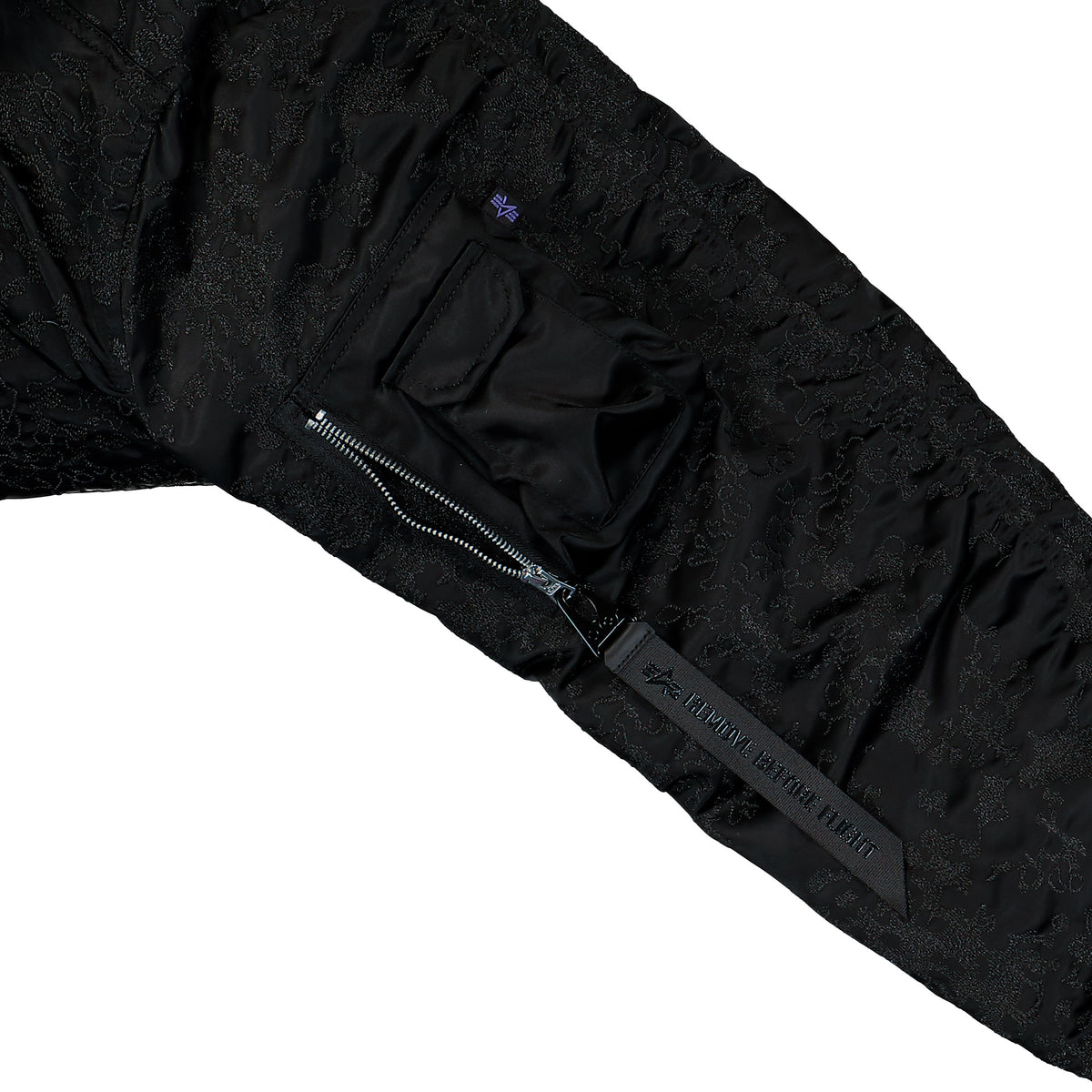 Alpha Industries CWU-45 / P Camo Embroidery UV Bomber Jacket Black Bomber Jacket 768009-03 Detail View 2 | Overkill