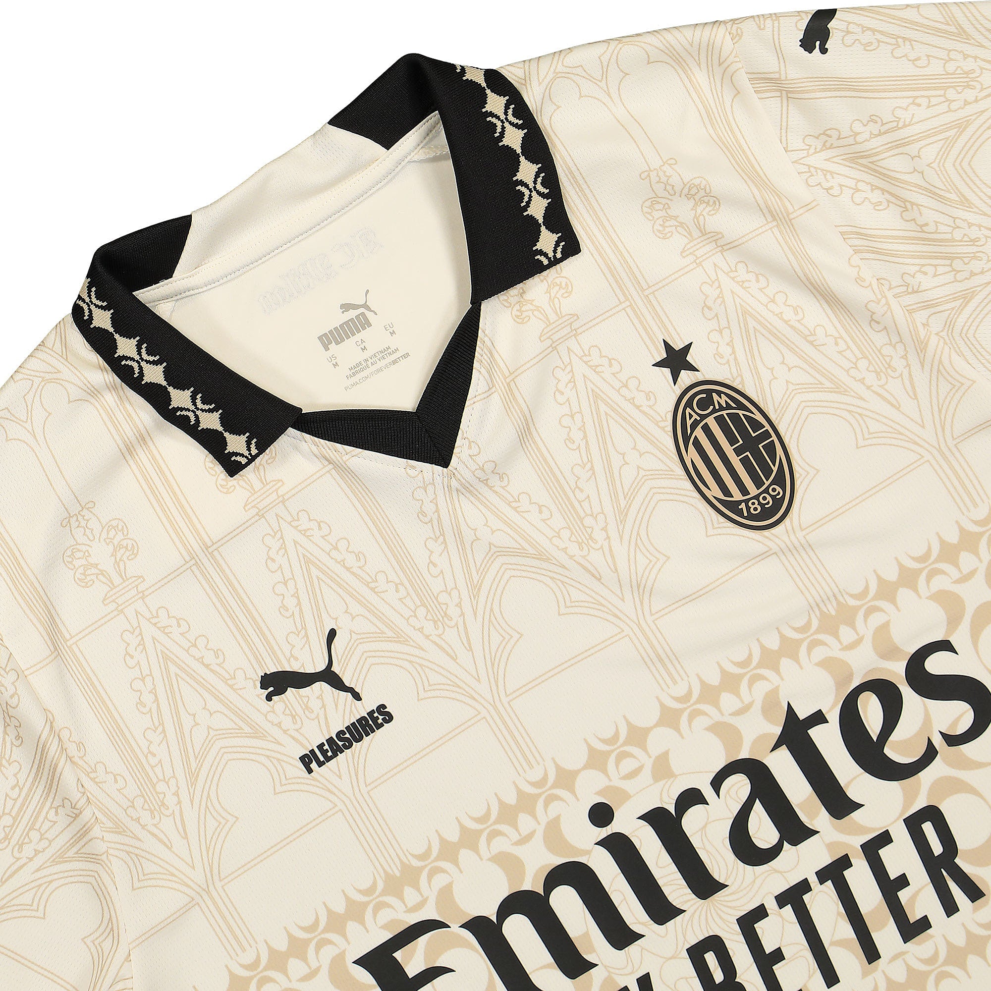 Puma AC Milan x PLEASURES x Puma Replica Jersey Pristine - Granola T-Shirts Close-up | Overkill