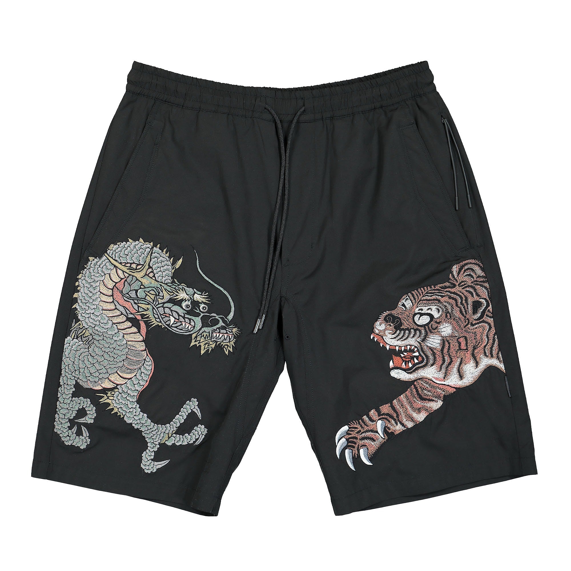 Maharishi Dragon & Tiger Trackshorts Black Shorts 8082 | Overkill