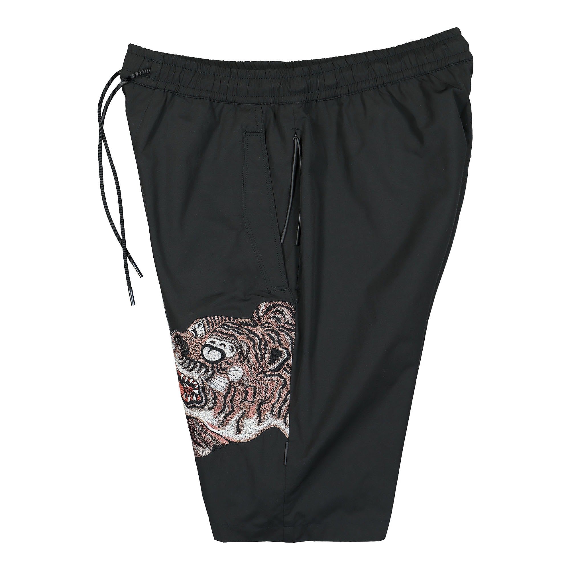 Maharishi Dragon & Tiger Trackshorts Black Shorts Close-up | Overkill