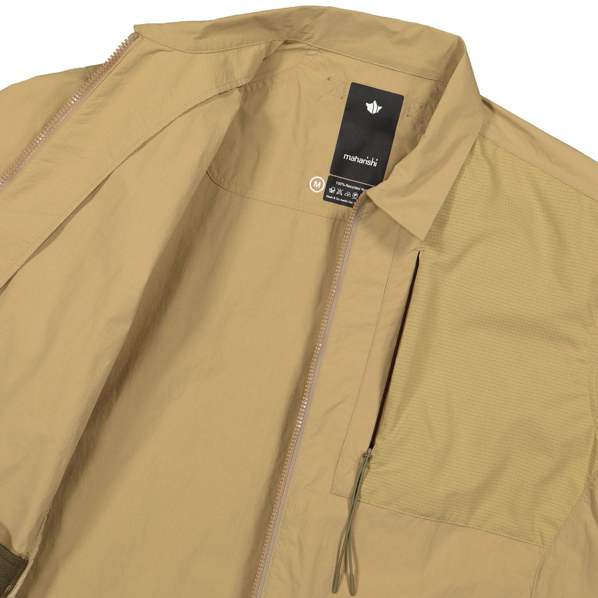 Maharishi Recycled Veg Dyed Tech Shirt Light Olive Shirts Close-up | Overkill