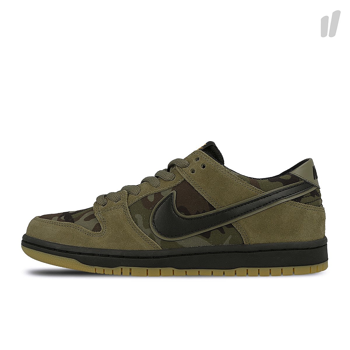 Nike sb zoom dunk low pro camouflage Medium Olive / Black - Gum Light Brown Low Top Sneakers 854866 209 | Overkill