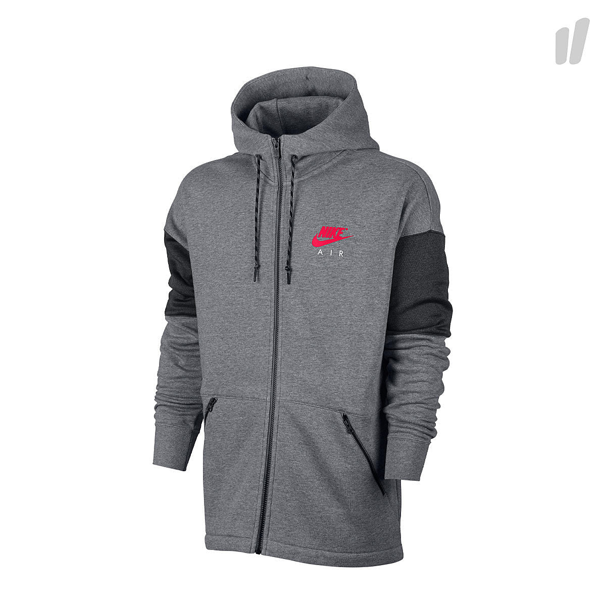 Nike NSW Full Zip Air Hoodie Carbon Heather / Siren Red Hoodies 861612 091 | Overkill