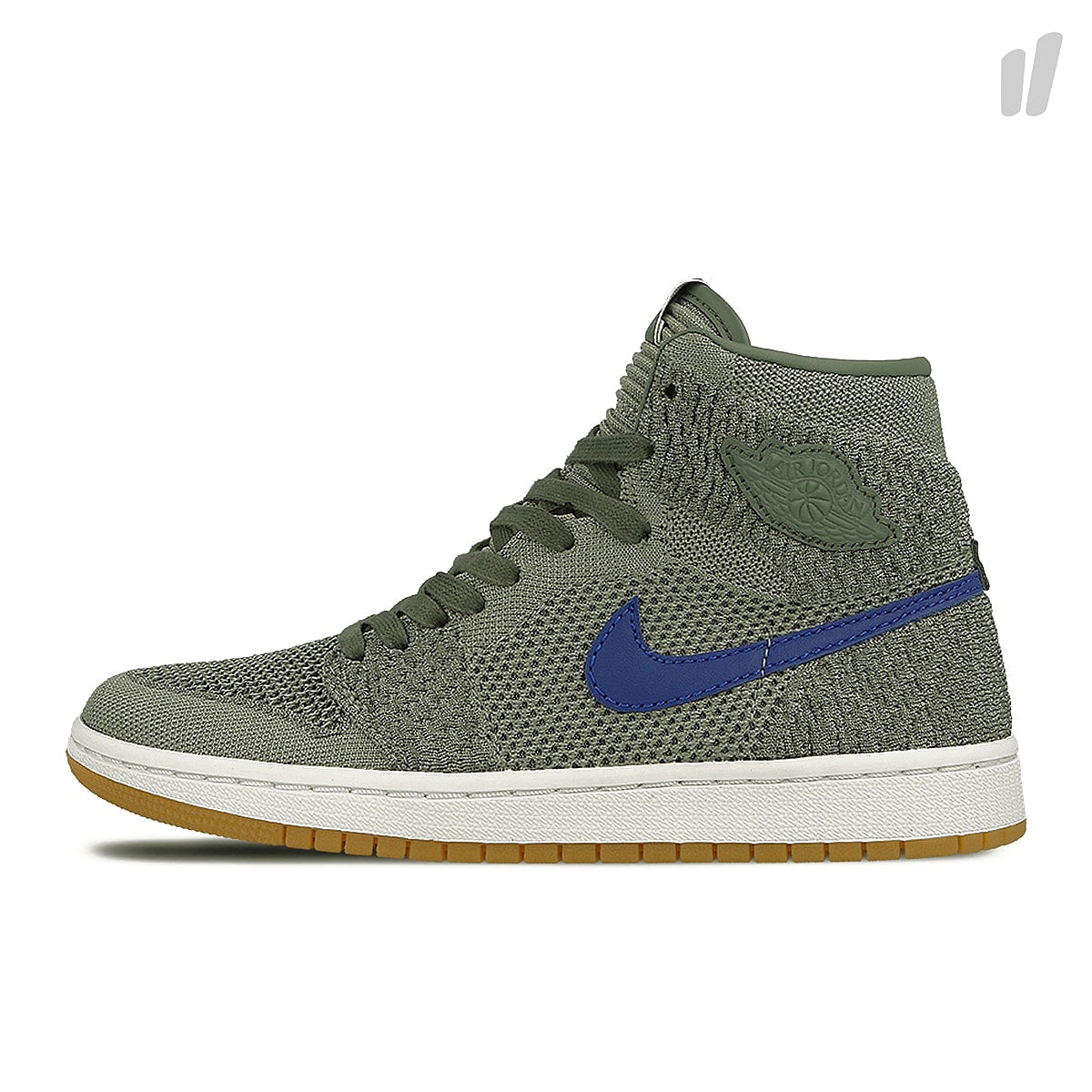 Jordan Air Jordan 1 Retro High Flyknit Clay Green / White - Hyper Cobalt - Gum Yellow High Top Sneakers 919704 333 | Overkill
