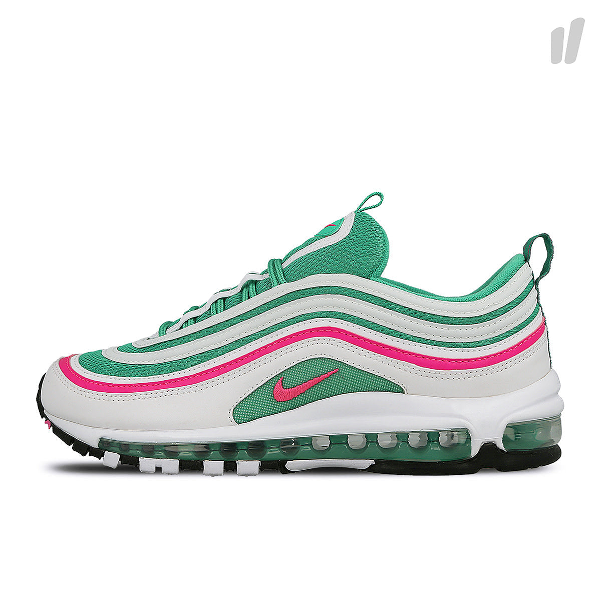 Nike air max 97 White / Pink Blast - Kinetic Green - Black Sneakers 921826 102 | Overkill