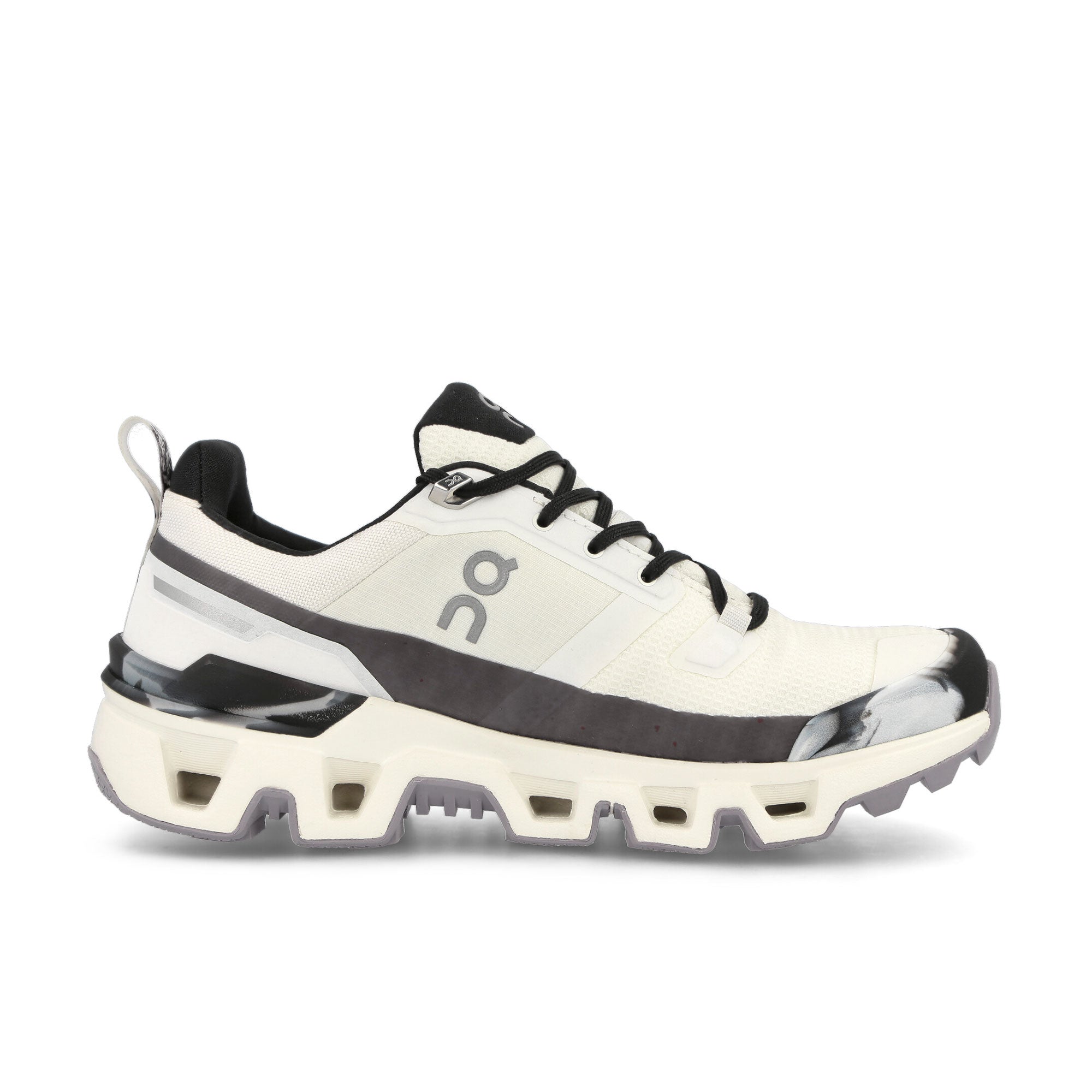 On W Cloudwander Waterproof Ivory-Black Low Top Sneakers Silhouette | Overkill