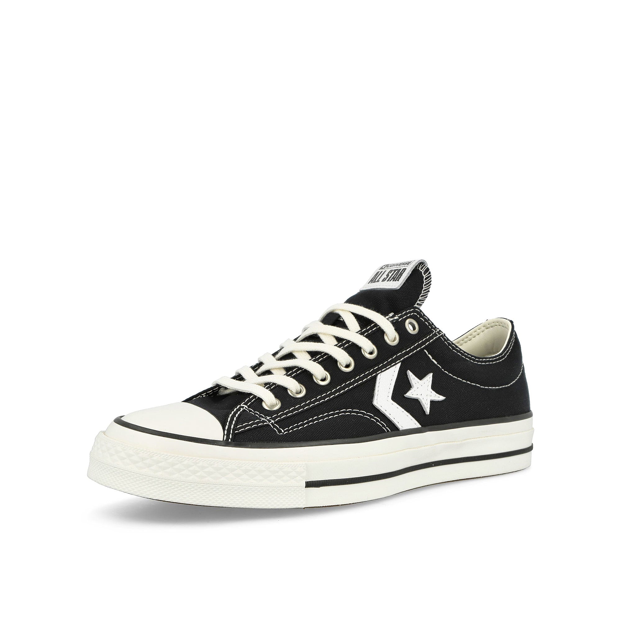 Converse Star Player 76 OX Black / Vintage White Low Top Sneakers Close Up | Overkill