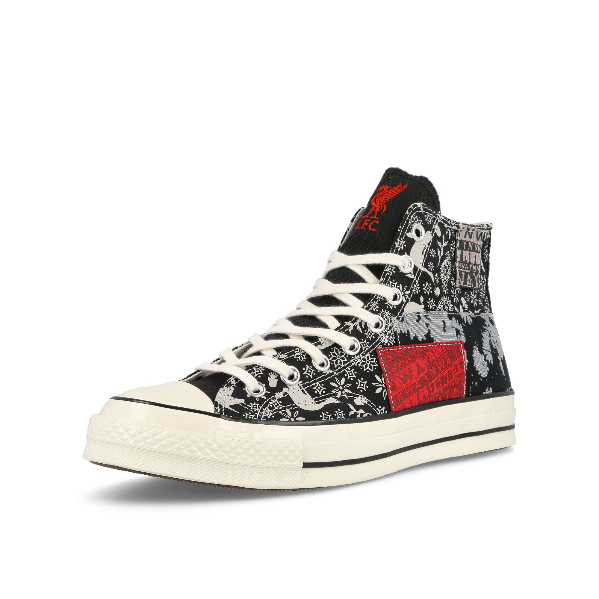 Converse Liverpool FC x Converse Chuck 70 Hi Black / Egret / Tomato Sneakers Close Up | Overkill