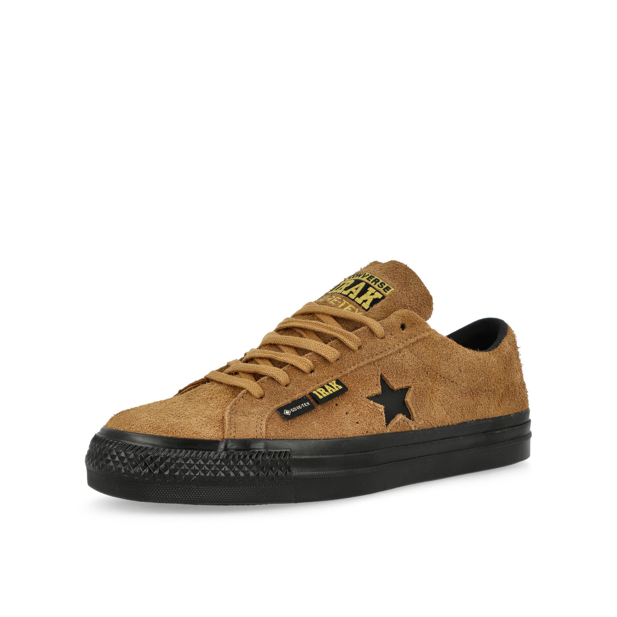Converse One Star Pro GTX OX Amber Brown / Black / Vibrant Yellow Low Top Sneakers Close Up | Overkill