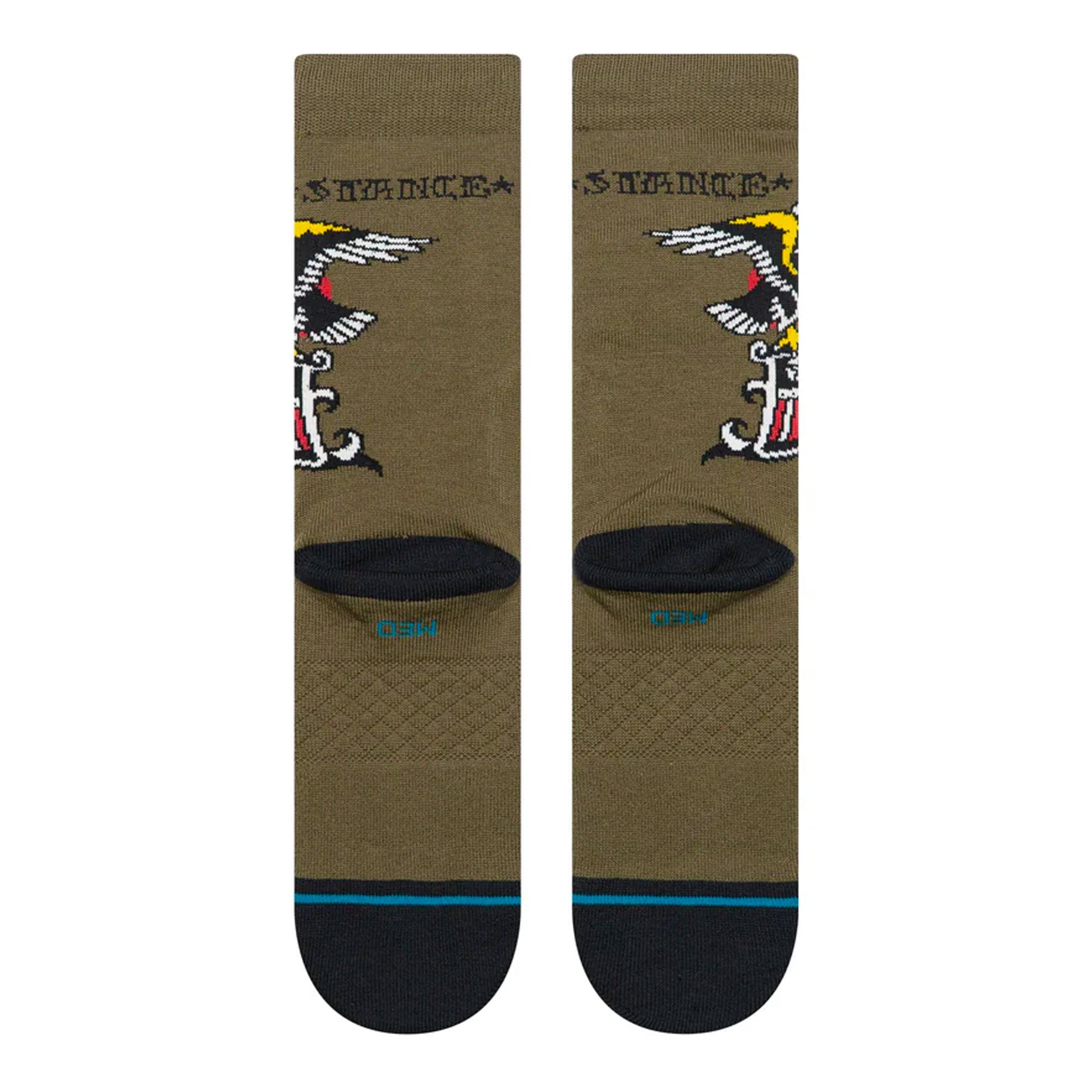 Stance The Eagle Crew Socks Military Green Socks A555C25THE-MGN Close-up | Overkill