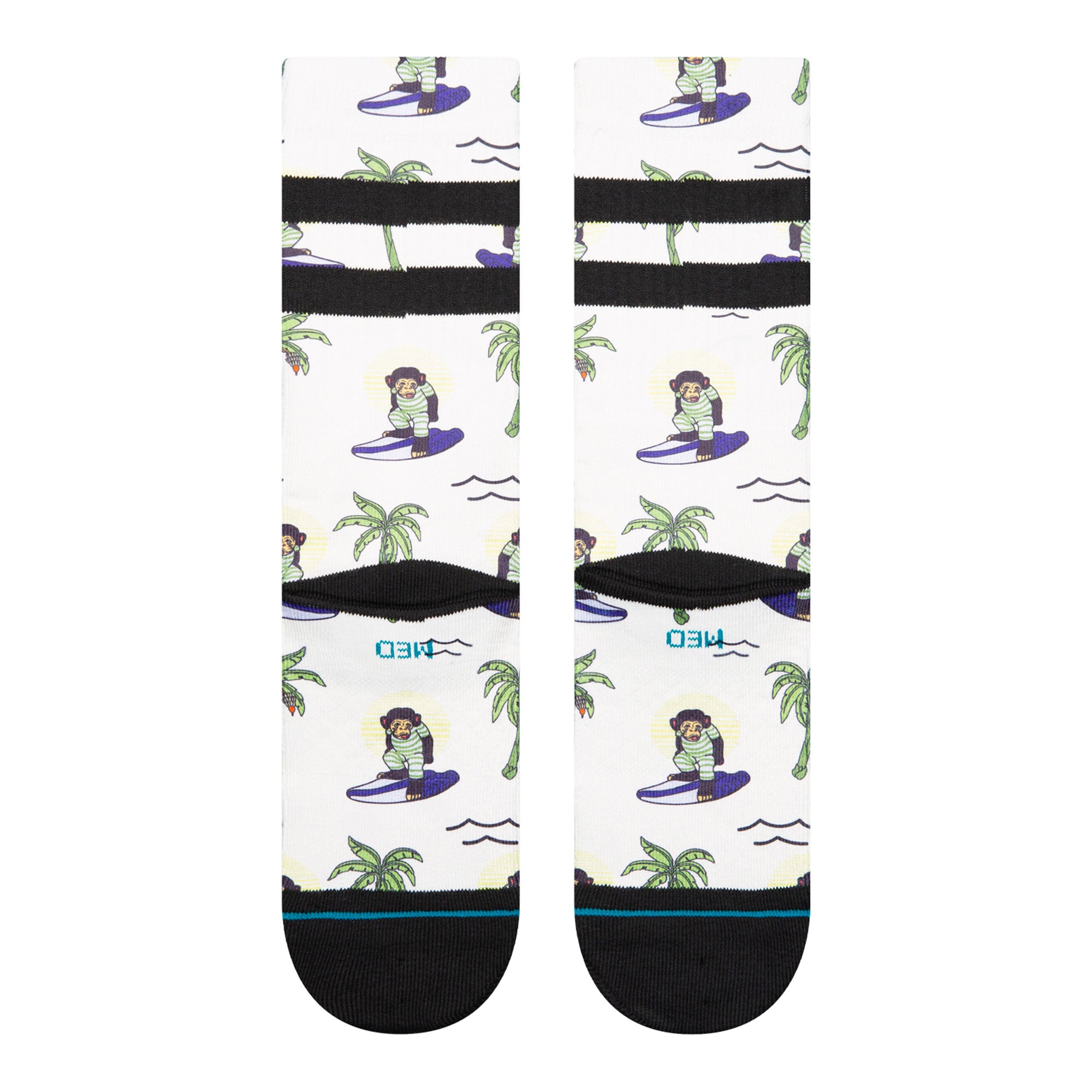 Stance Surfin Monkey Crew Socks White Socks A556C24SUR-WHT Close-up | Overkill
