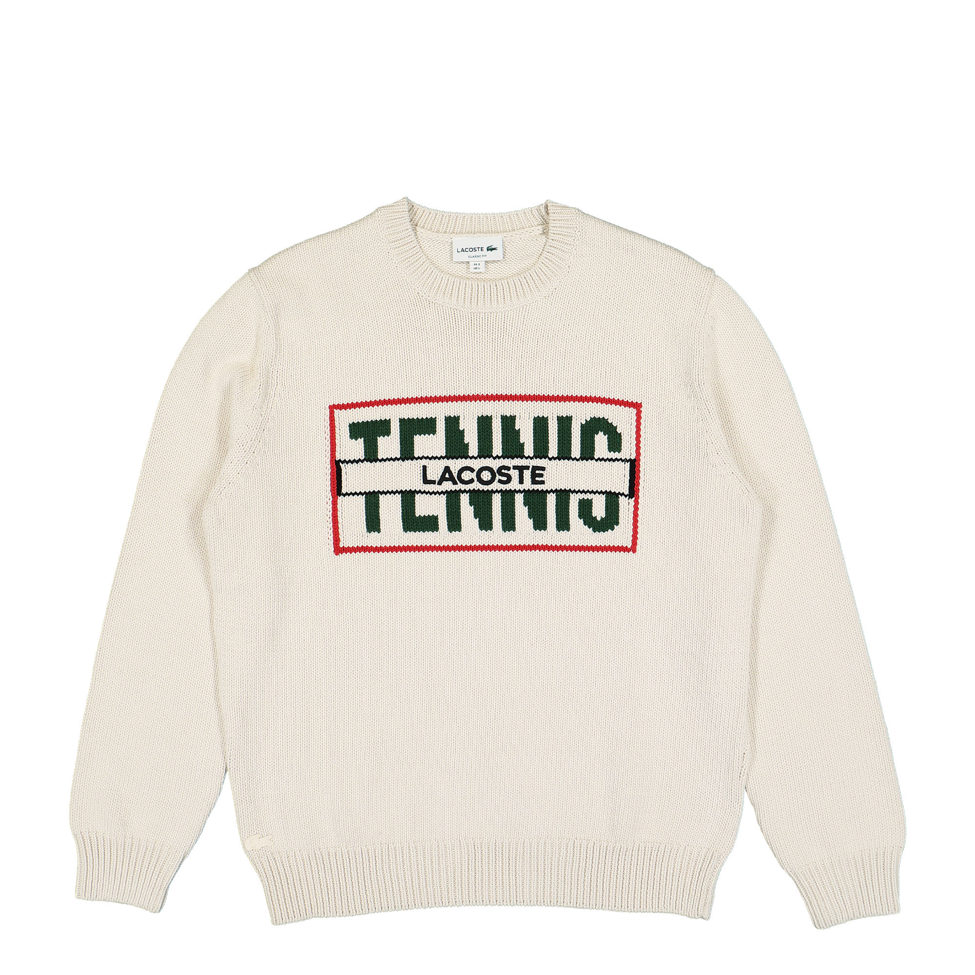 Lacoste Sweater with Contrasting Jacquard Pattern Blanc / Blanc Sweatshirts AH0815-00 R1T | Overkill