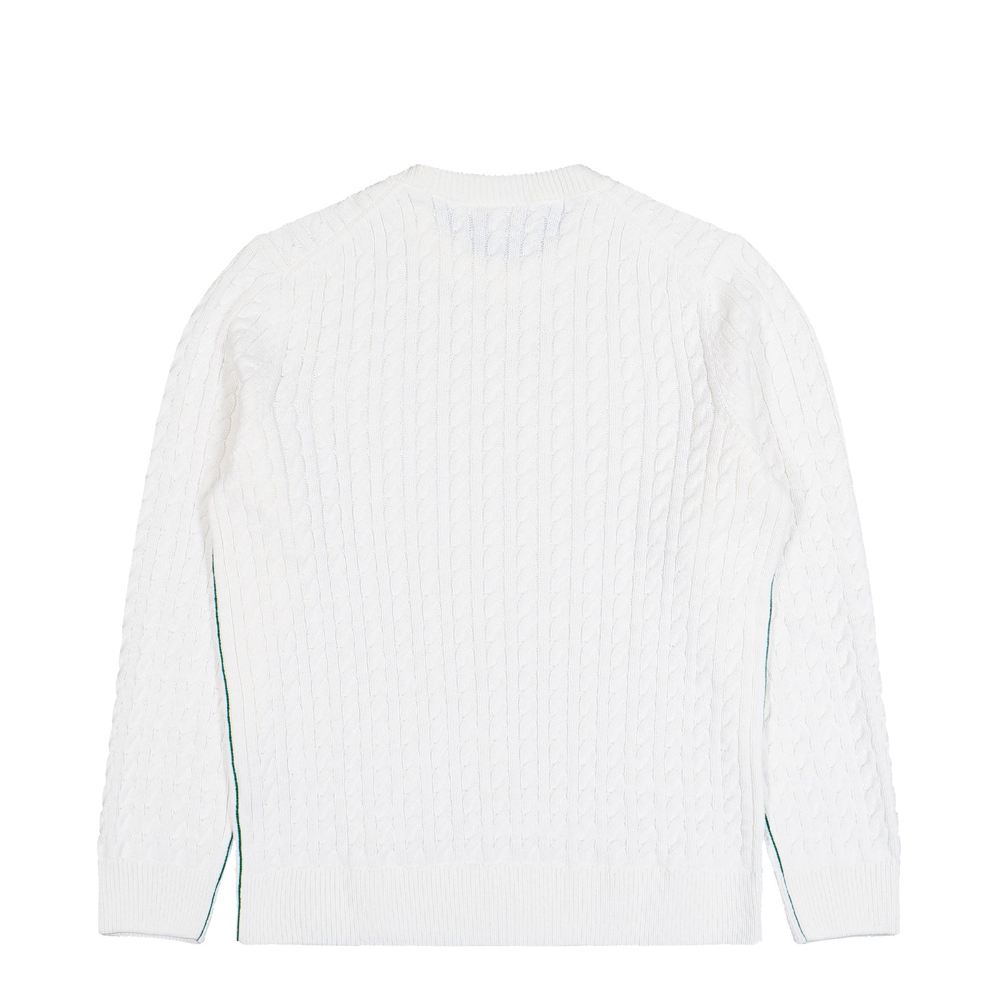 Lacoste Cable Knit Cotton Sweater Flour / Green Sweatshirts AH7627-00 X0N Close-up | Overkill