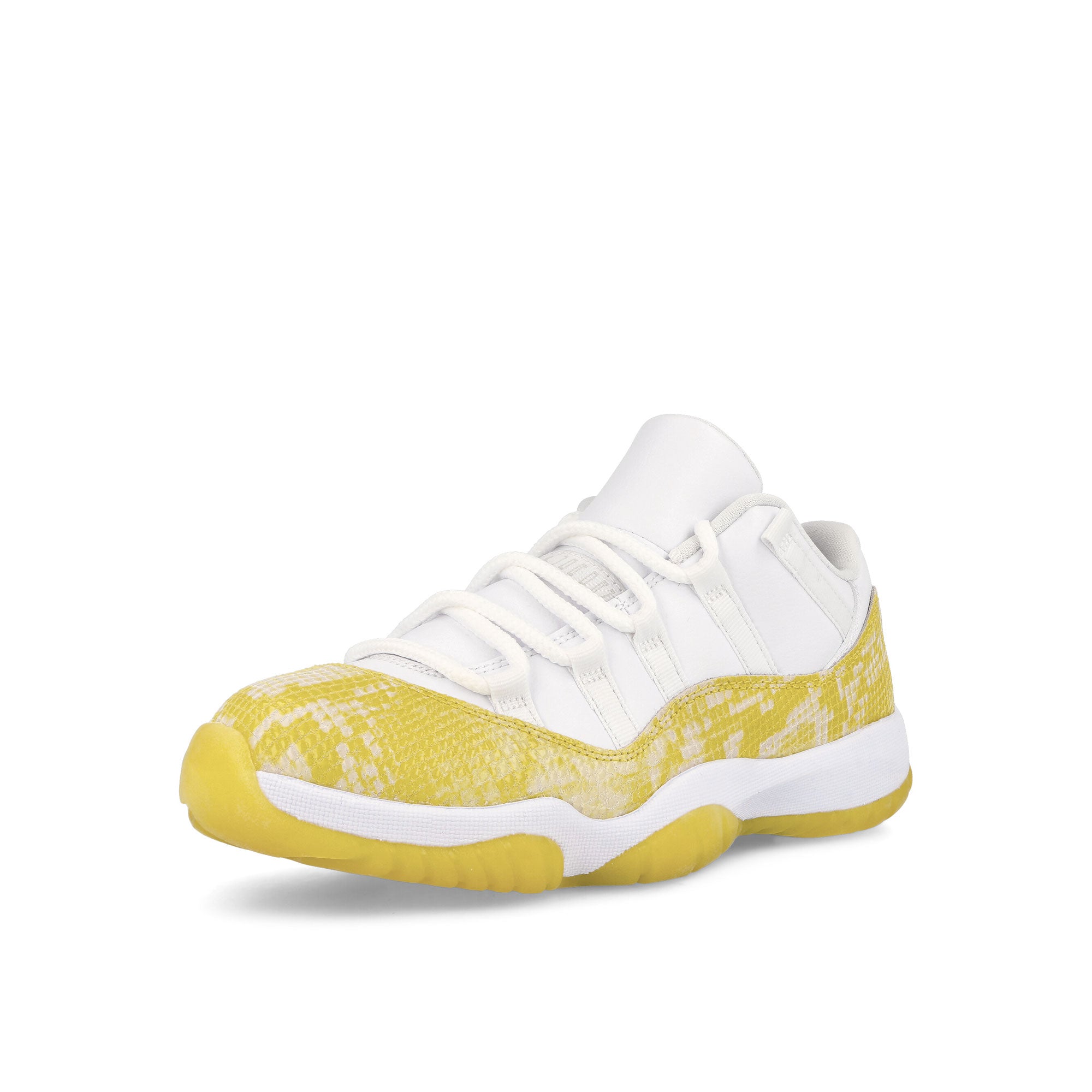 Jordan Wmns Air Jordan 11 Retro Low White-Tour Yellow - White Low Top Sneakers Close Up | Overkill