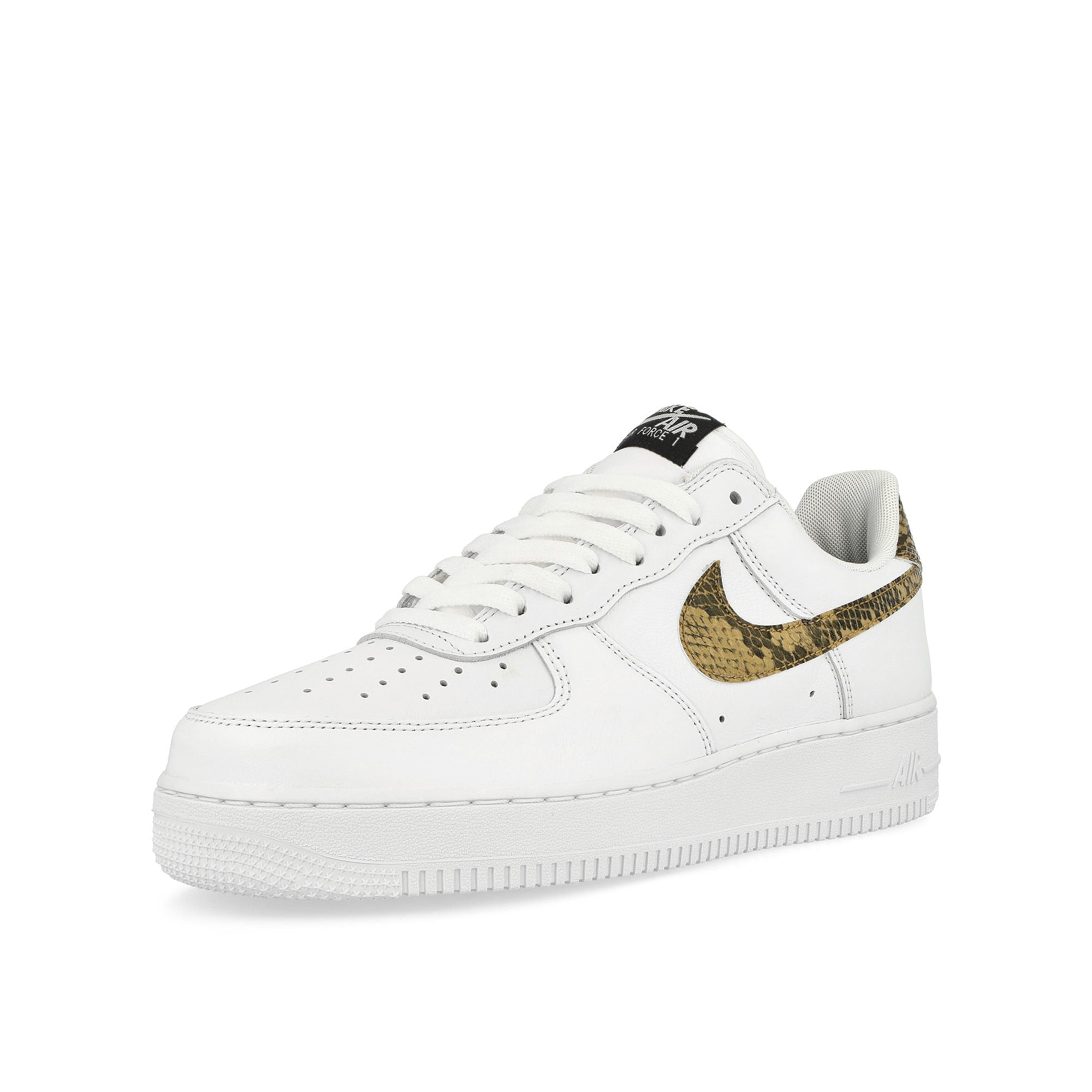 Nike Air Force 1 Low Retro Premium QS White / Elemental Gold - Dark Hazel - Black Low Top Sneakers Close Up | Overkill