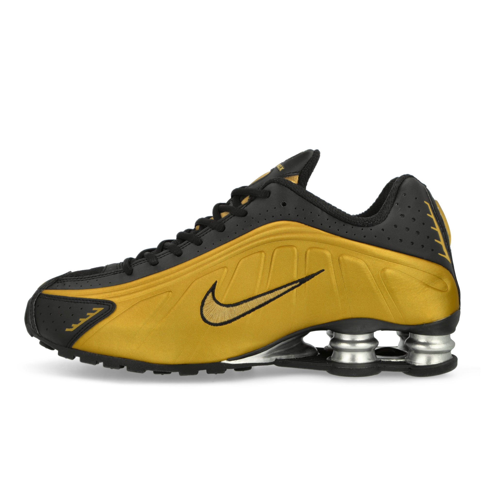 Nike Shox R4 Black / Metallic Gold Low Top Sneakers AR3565 005 | Overkill