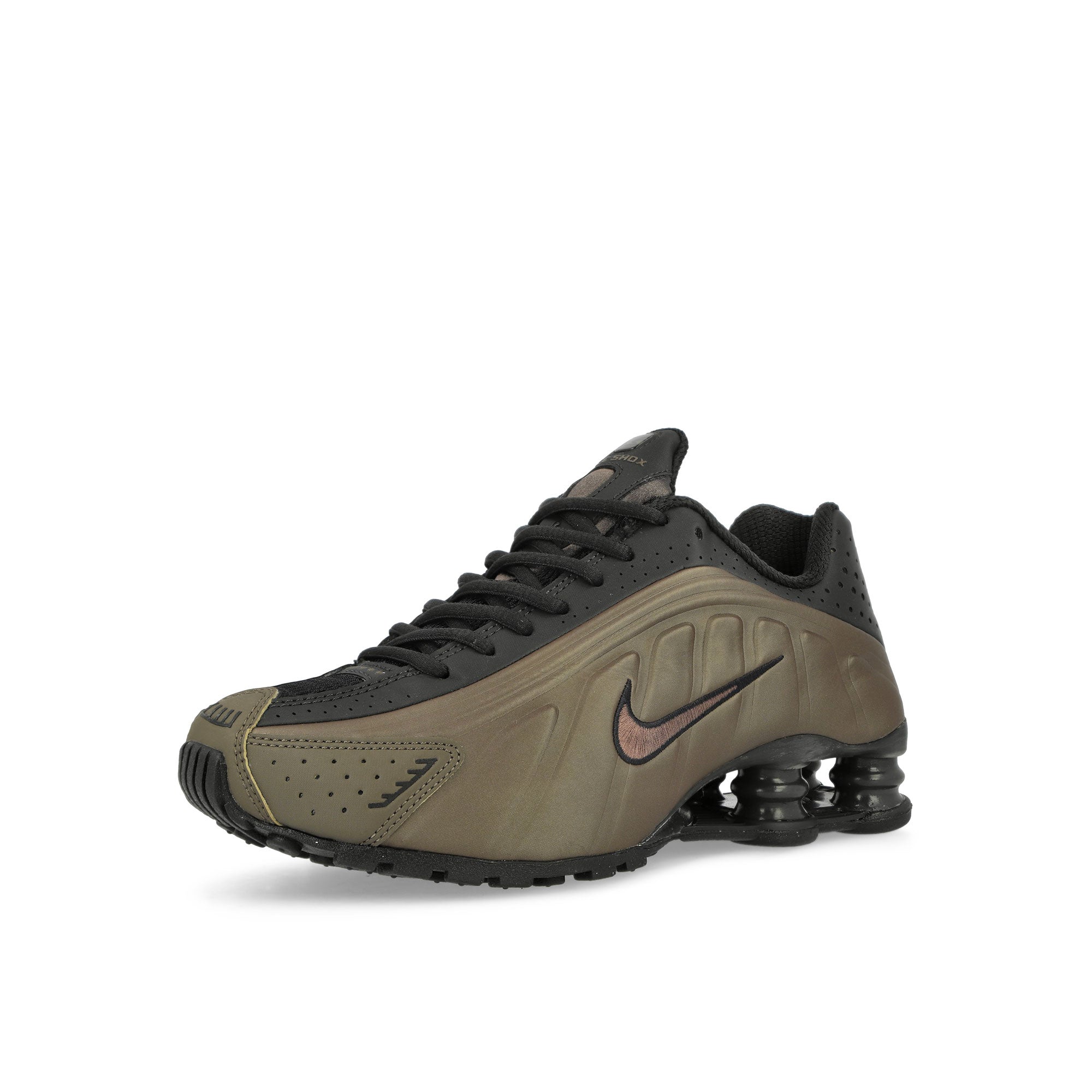 Nike Wmns Shox R4 Off Noir / Off Noir - Ironstone Low Top Sneakers Close Up | Overkill