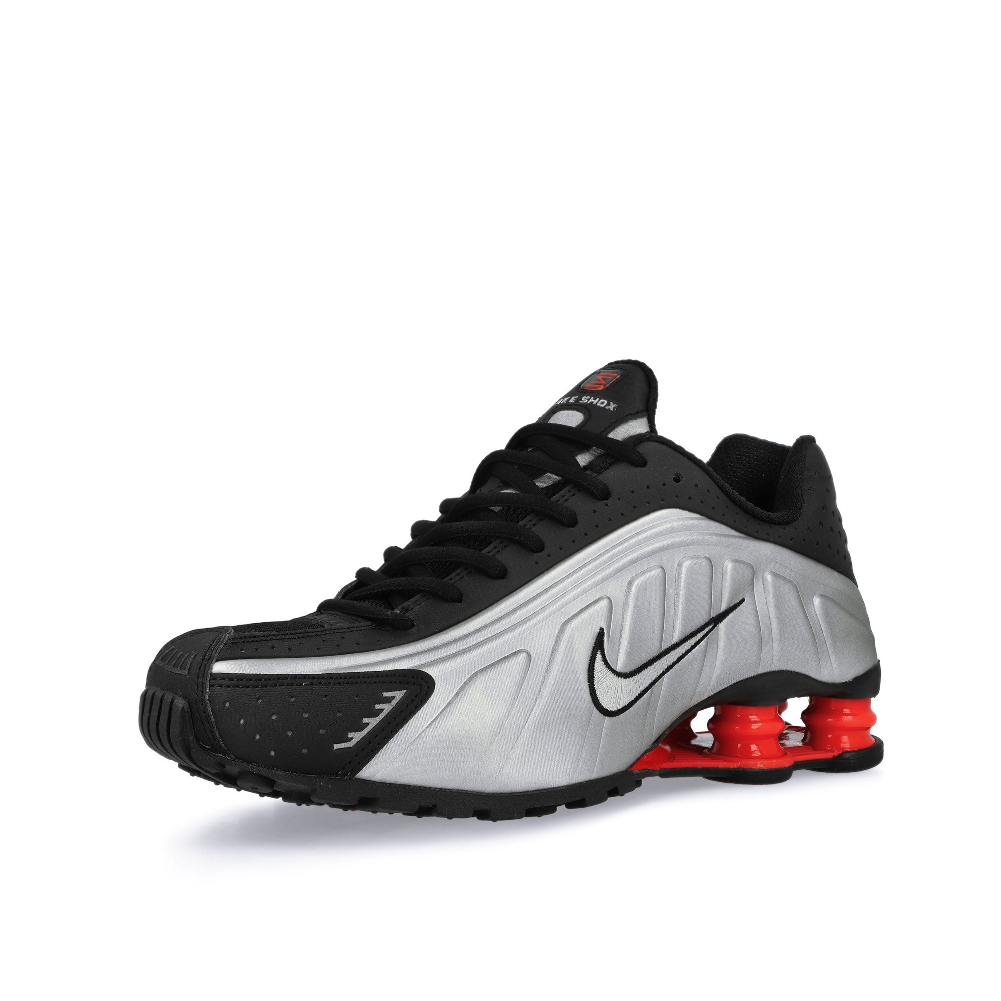 Nike Shox R4 Black / Metallic Silver - Light Crimson Low Top Sneaker AR3565 011 Close-up | Overkill