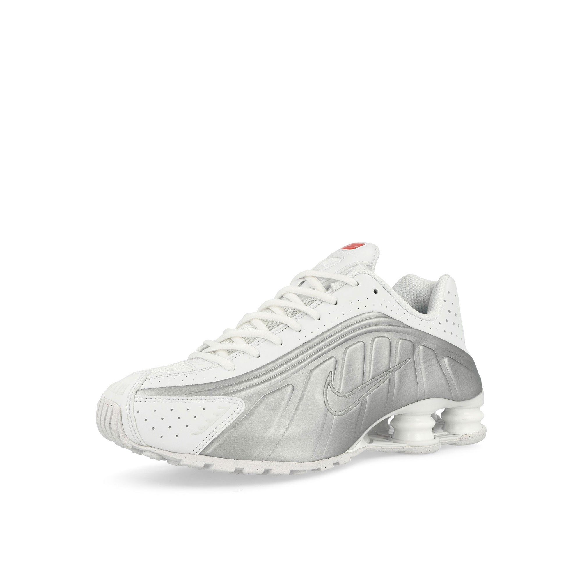 Nike Wmns Shox R4 White / White - Metallic Silver - Max Orange Low Top Sneakers Close Up | Overkill
