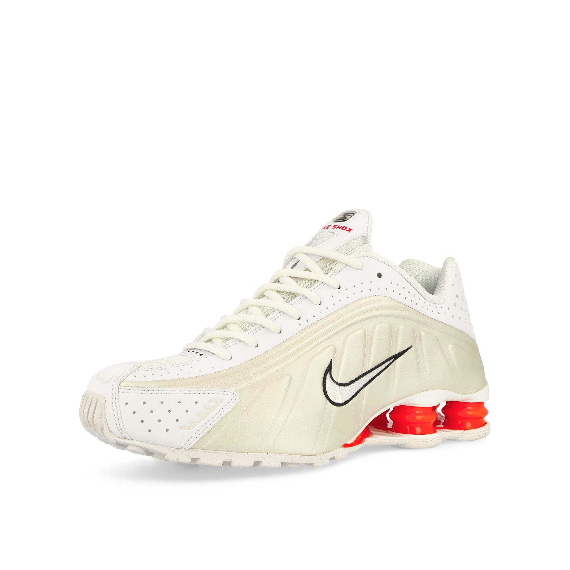 Nike W Shox R4 White / White-Phantom-Picante Red Low Top Sneakers Close Up | Overkill