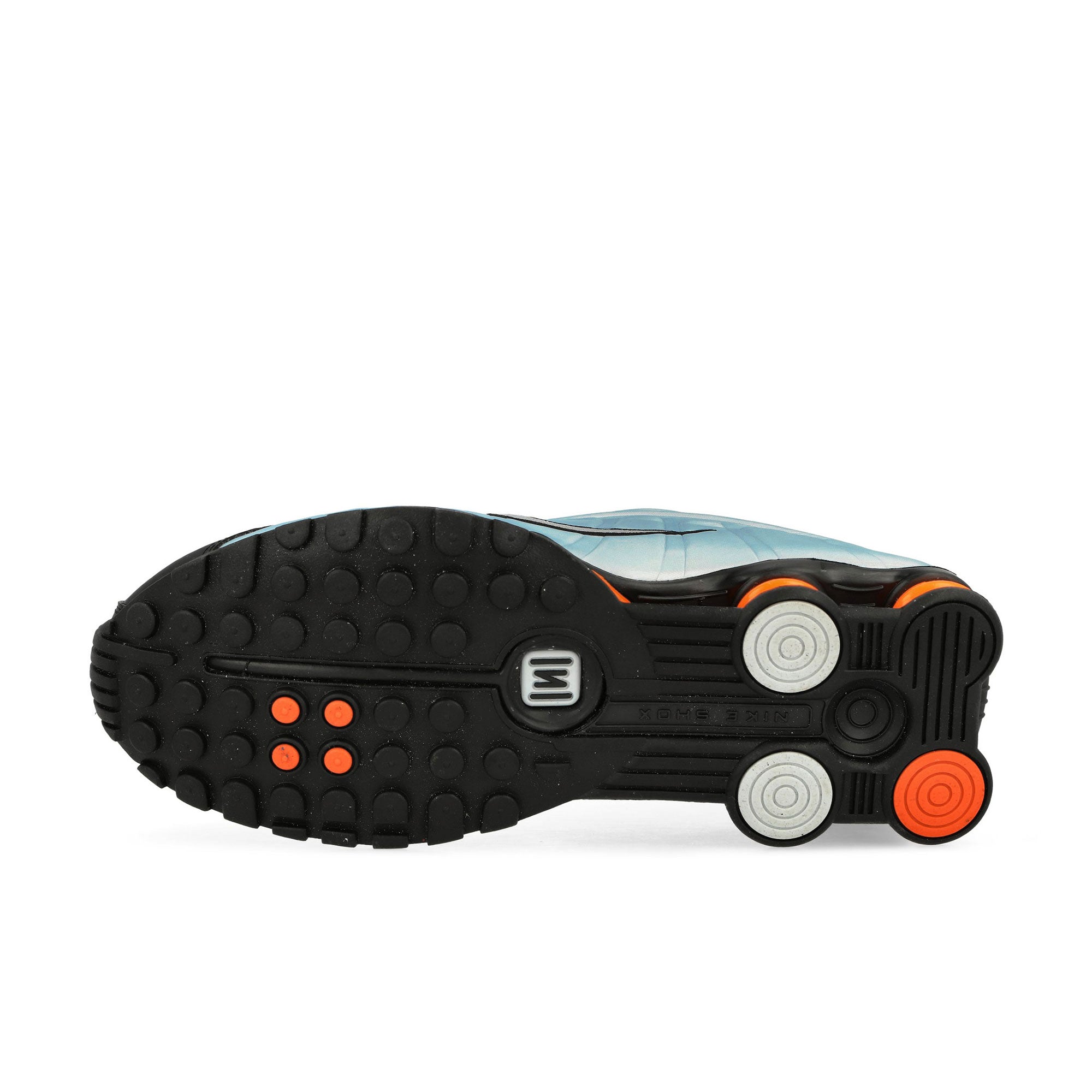 Nike W Shox R4 Blue Tint / Metallic Silver- Total Orange Low Top Sneakers Detail View 1 | Overkill