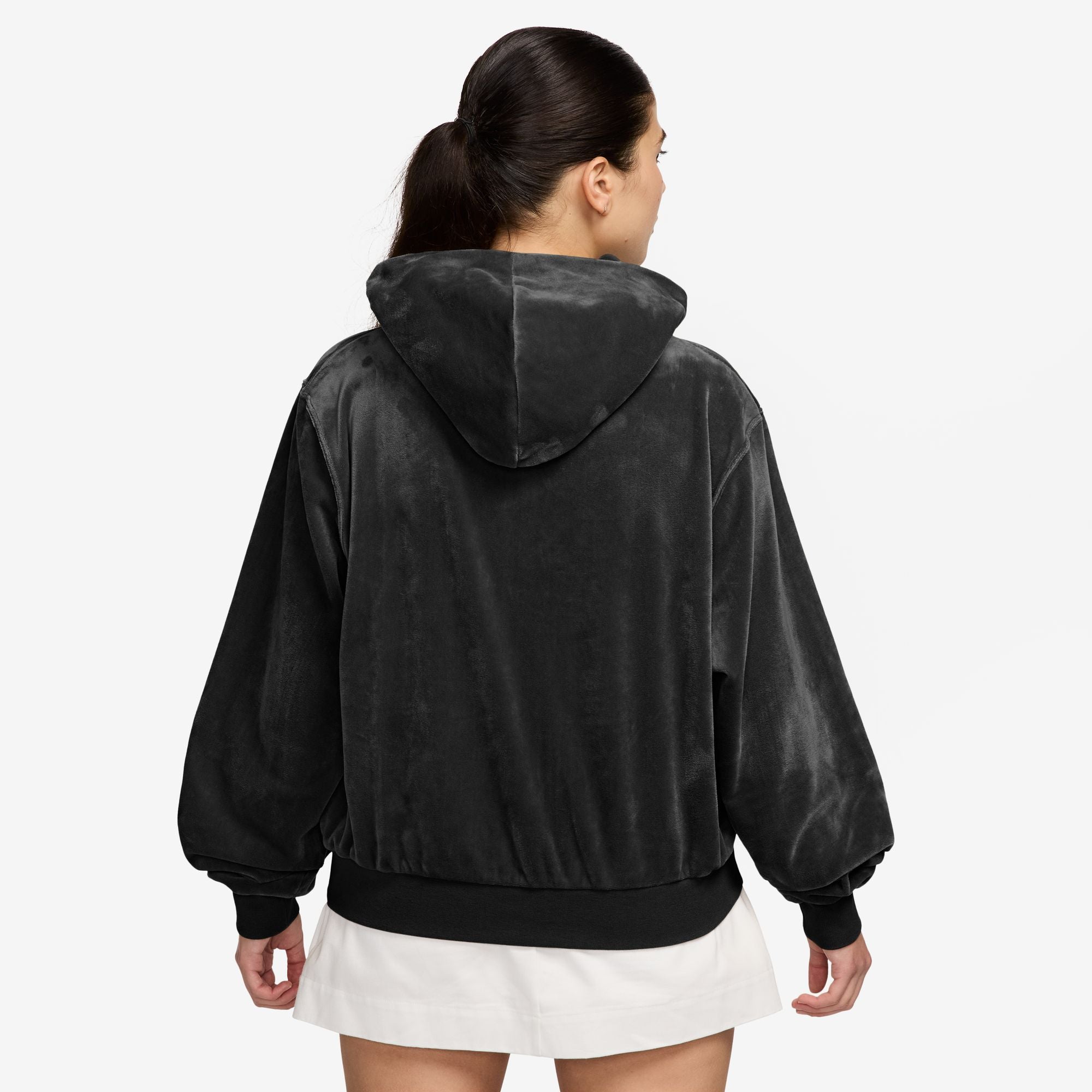 Nike W Sportswear Chill Knit Loose Velour Full Zip Hoodie Black / Sail Hoodies Detailfoto | Overkill