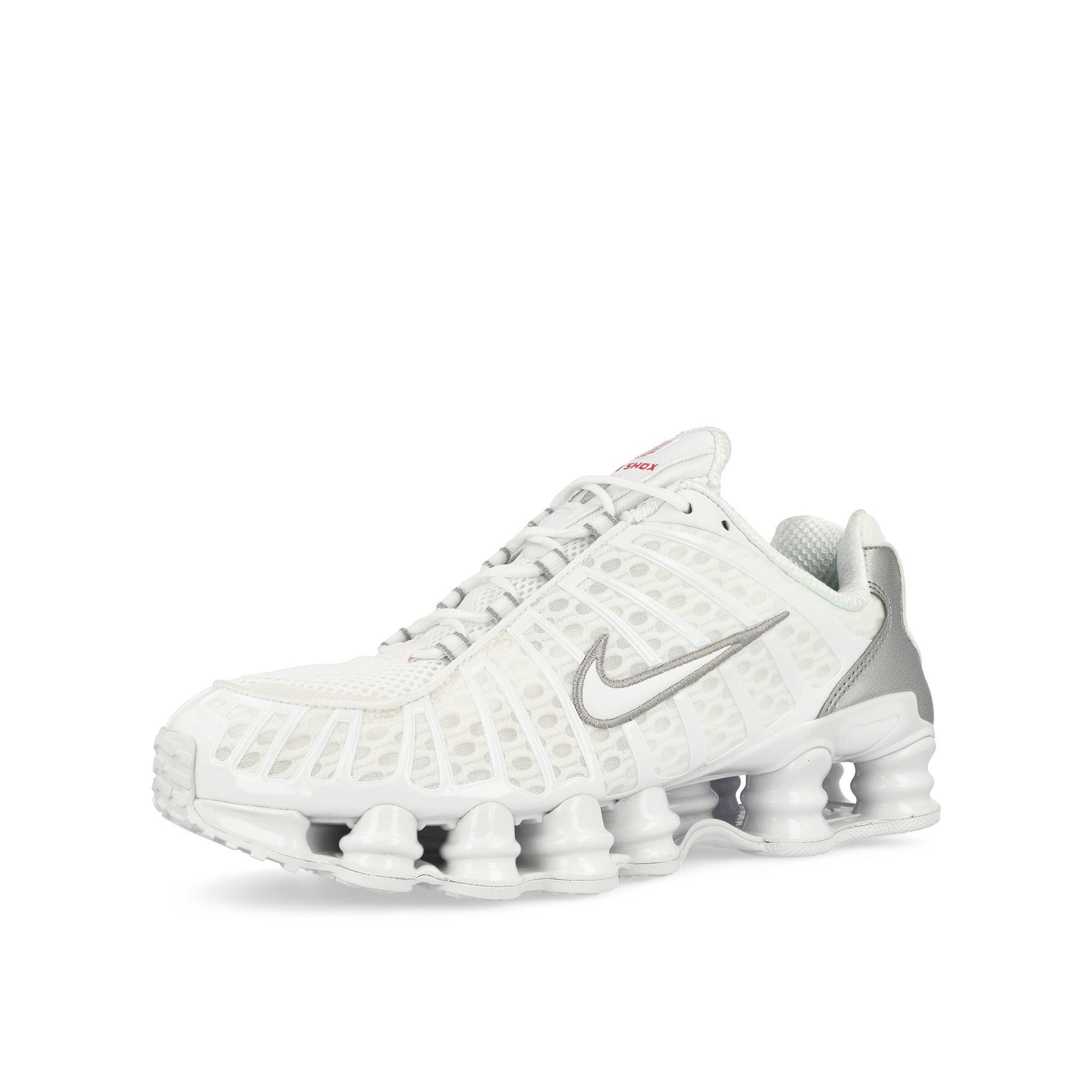 Nike Shox TL White-White - Metallic Silver - Max Orange Low Top Sneakers Close Up | Overkill