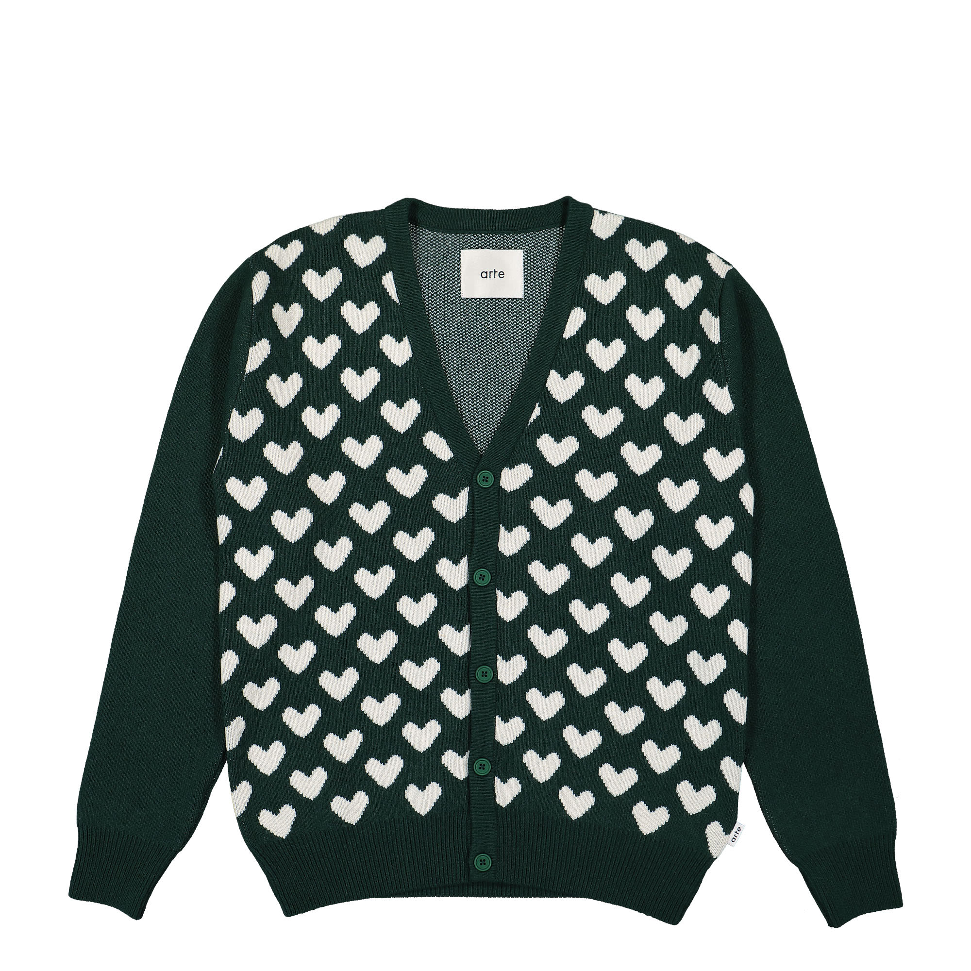 Arte Antwerp Kyle Heart Cardigan Green Cardigans AW23-103K | Overkill
