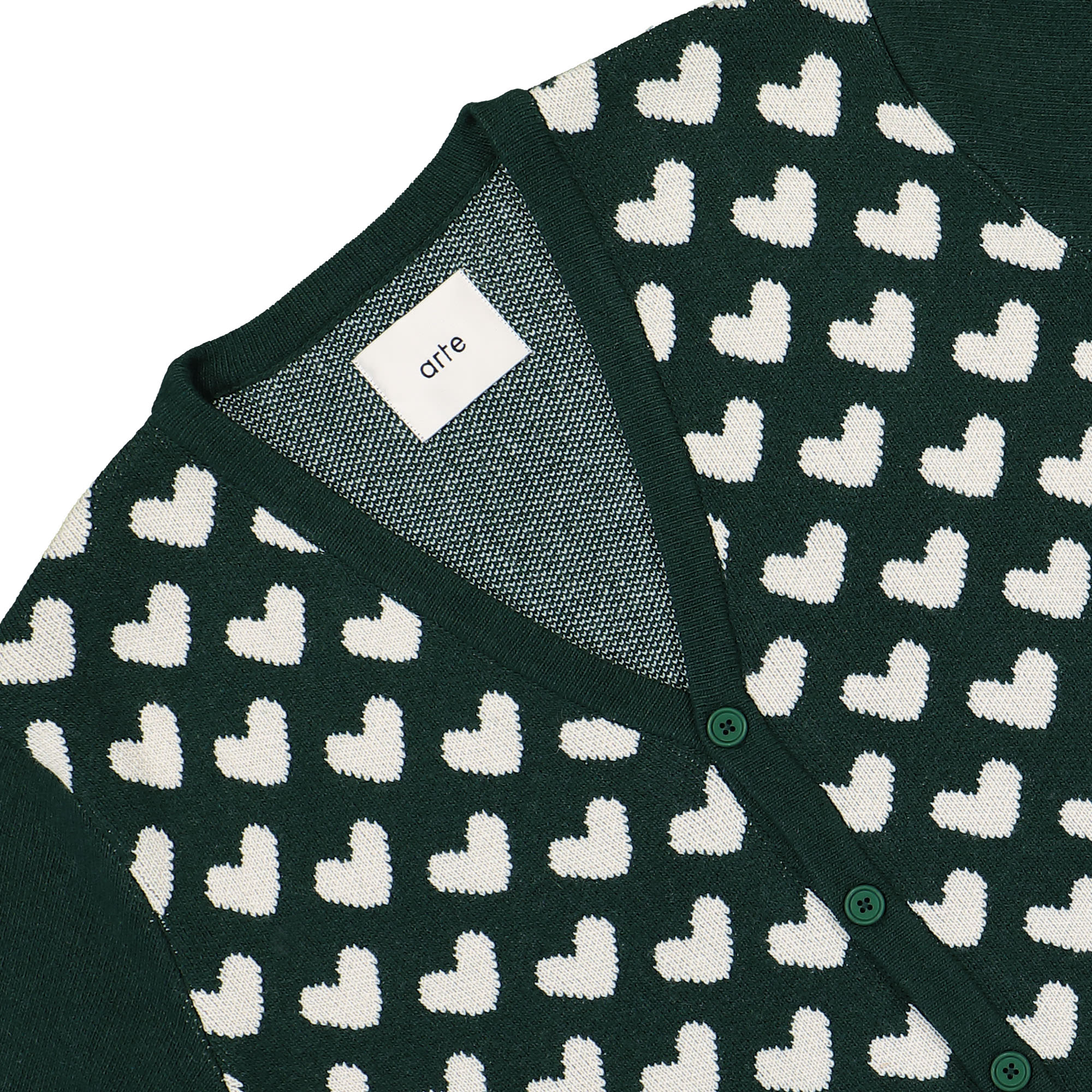 Arte Antwerp Kyle Heart Cardigan Green Cardigans Close-up | Overkill