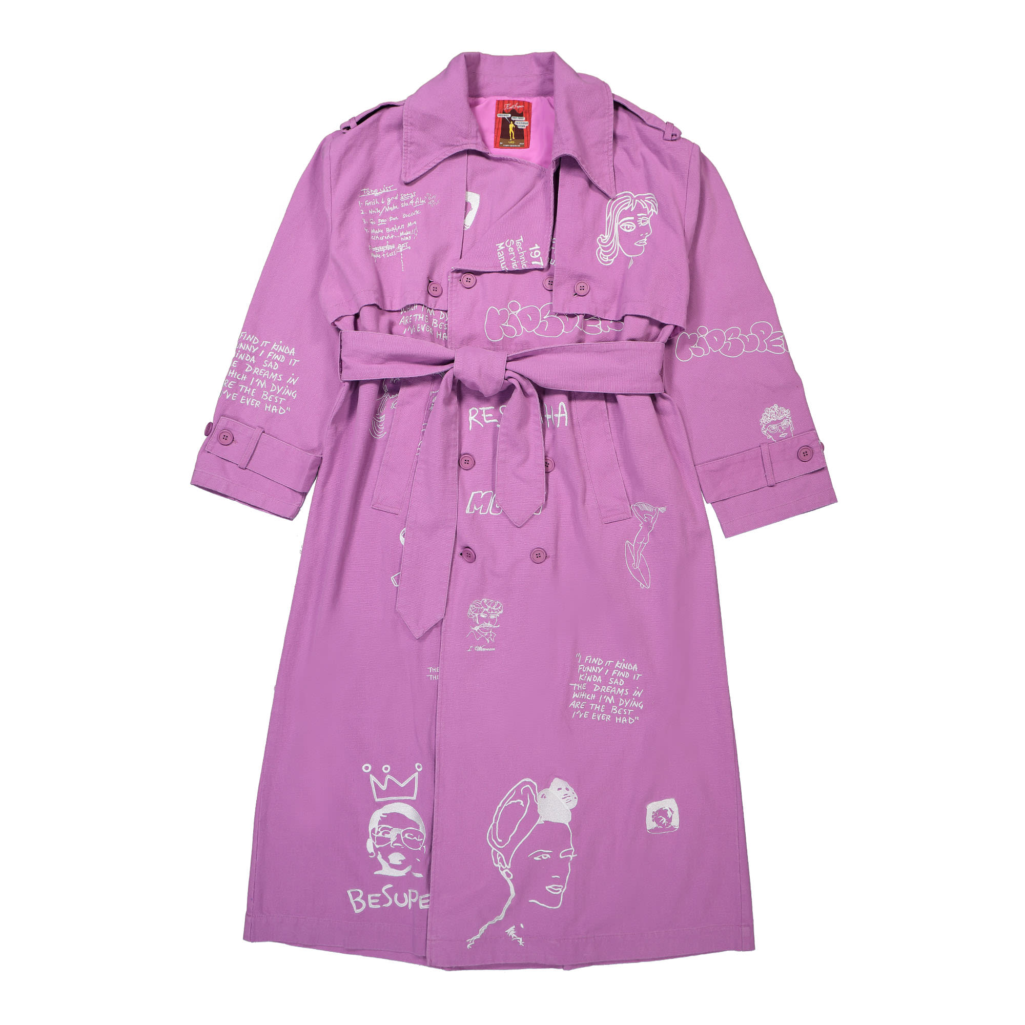 Kidsuper Studios Embroidered Trench Coat Plum Coats AW23-OW-16 | Overkill