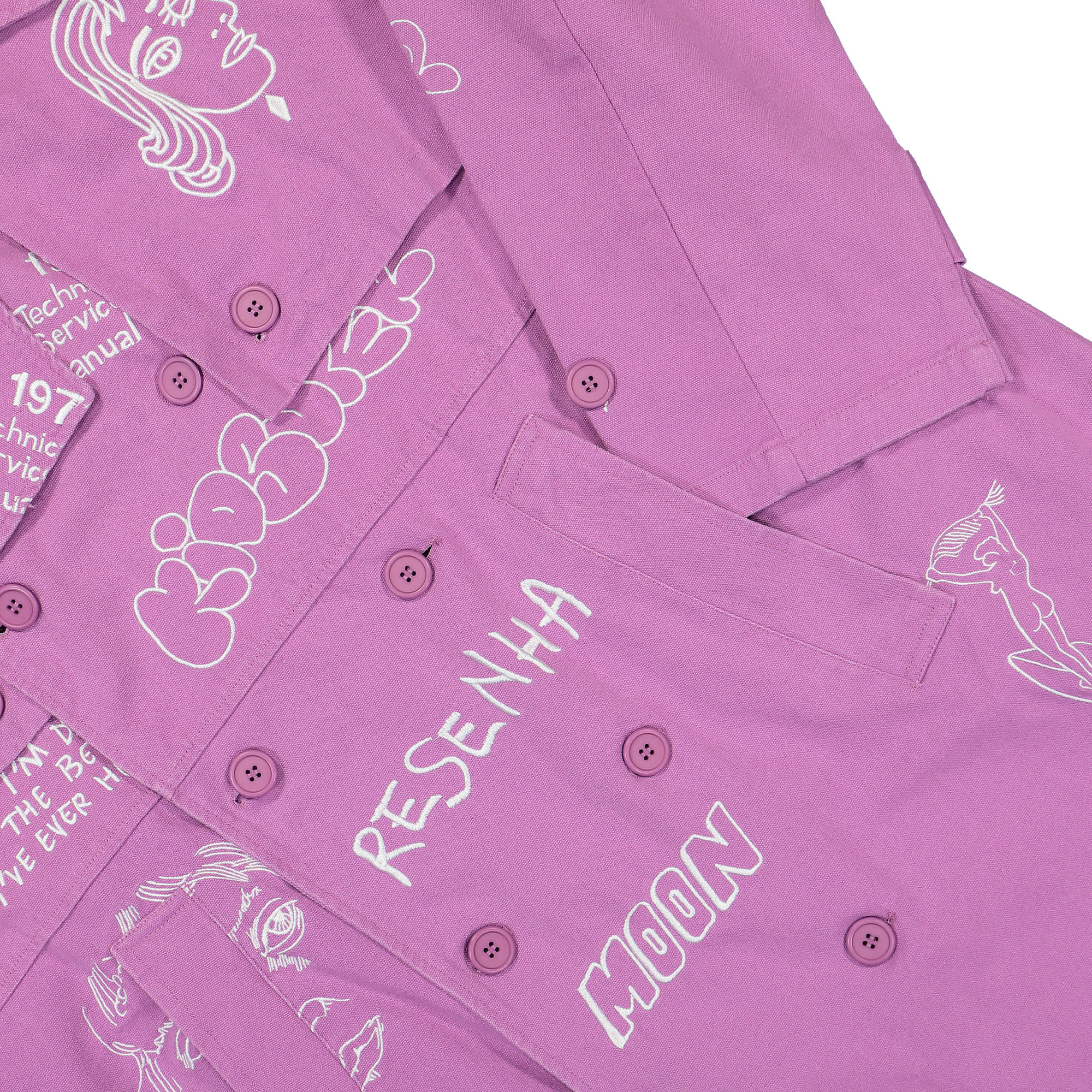 Kidsuper Studios Embroidered Trench Coat Plum Coats Detailfoto | Overkill