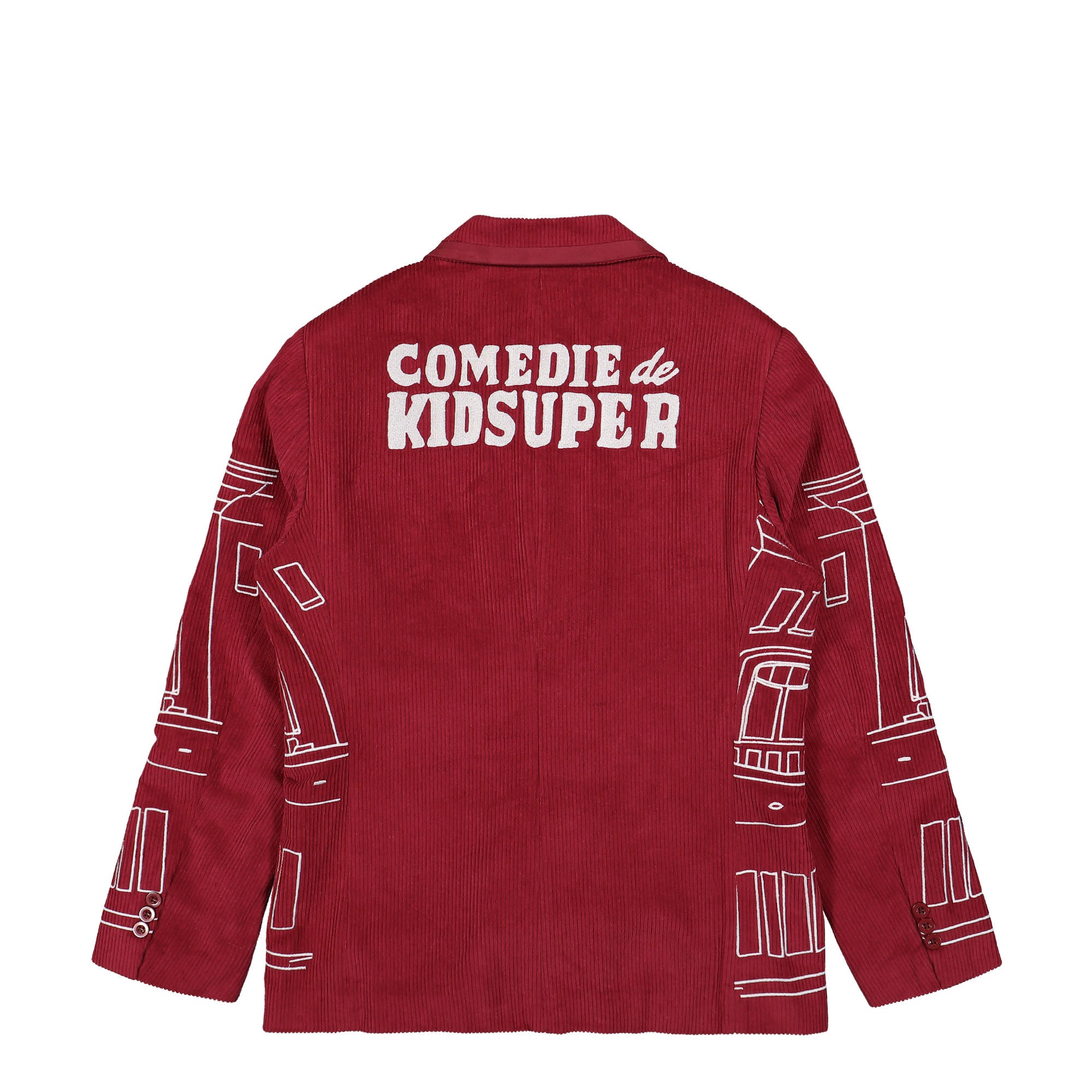 Kidsuper Studios Comedie De Kidsuper Suit Top Burgundy Jackets Material | Overkill
