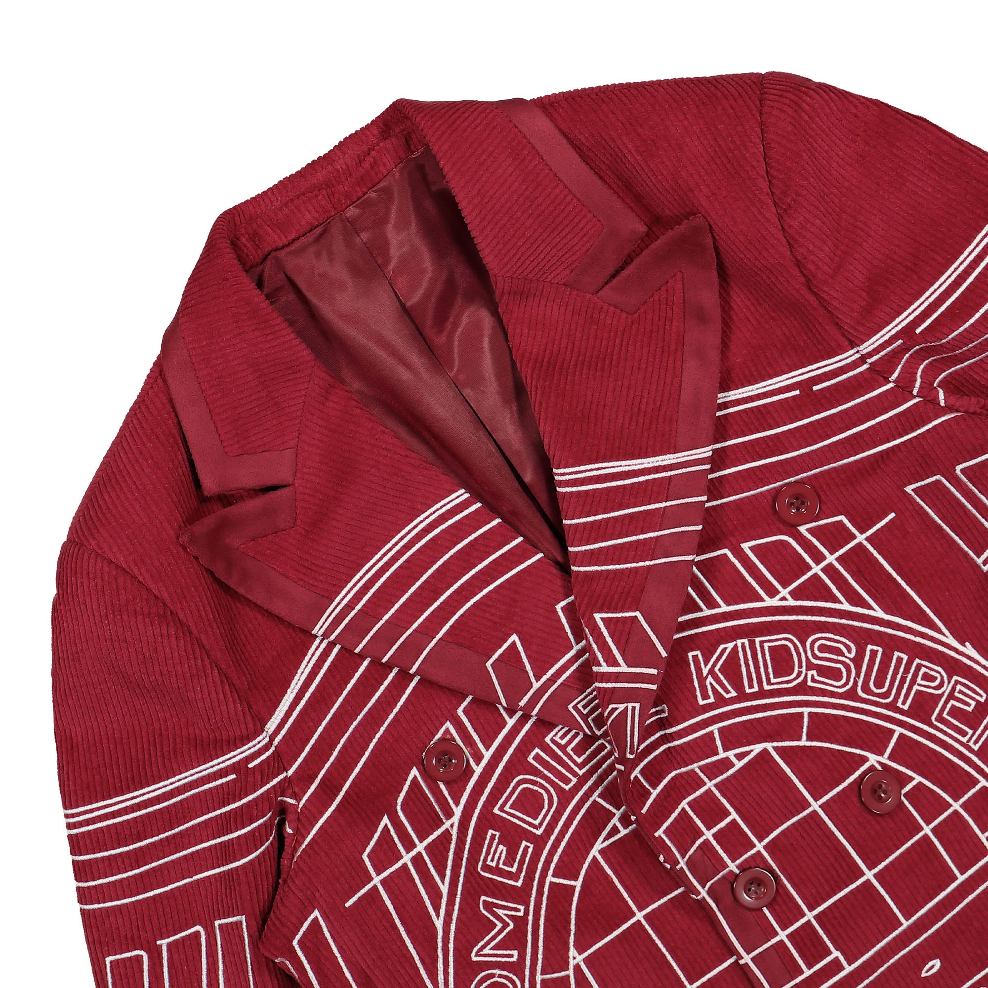 Kidsuper Studios Comedie De Kidsuper Suit Top Burgundy Jackets Close-up | Overkill