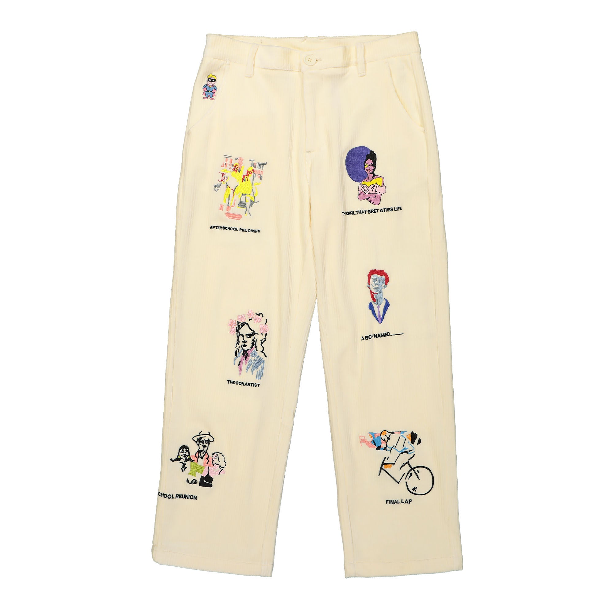 Kidsuper Studios Museum Embroidered Cord Pants Cream Casual Pants AW23-PT-14 | Overkill