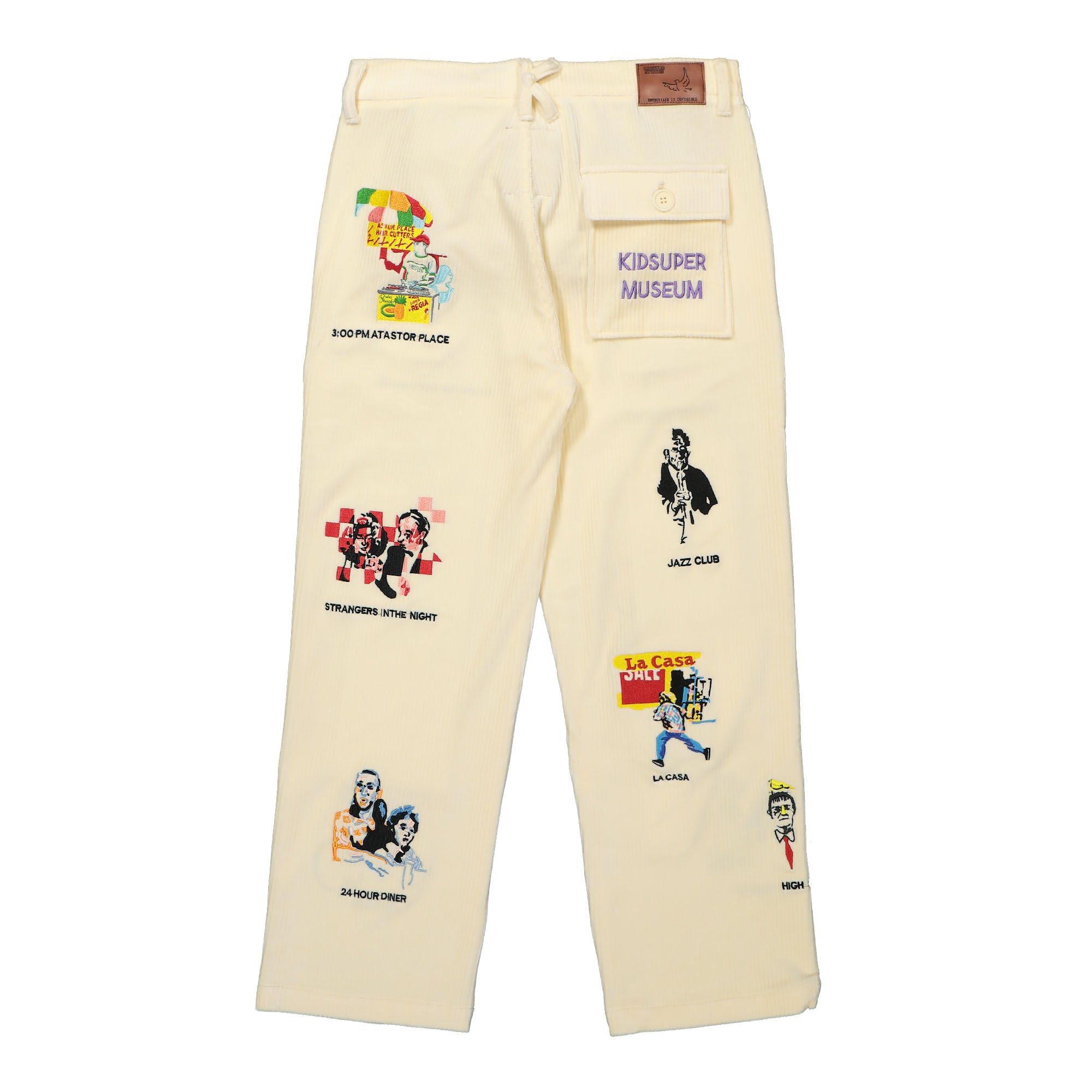 Kidsuper Studios Museum Embroidered Cord Pants Cream Casual Pants Material | Overkill