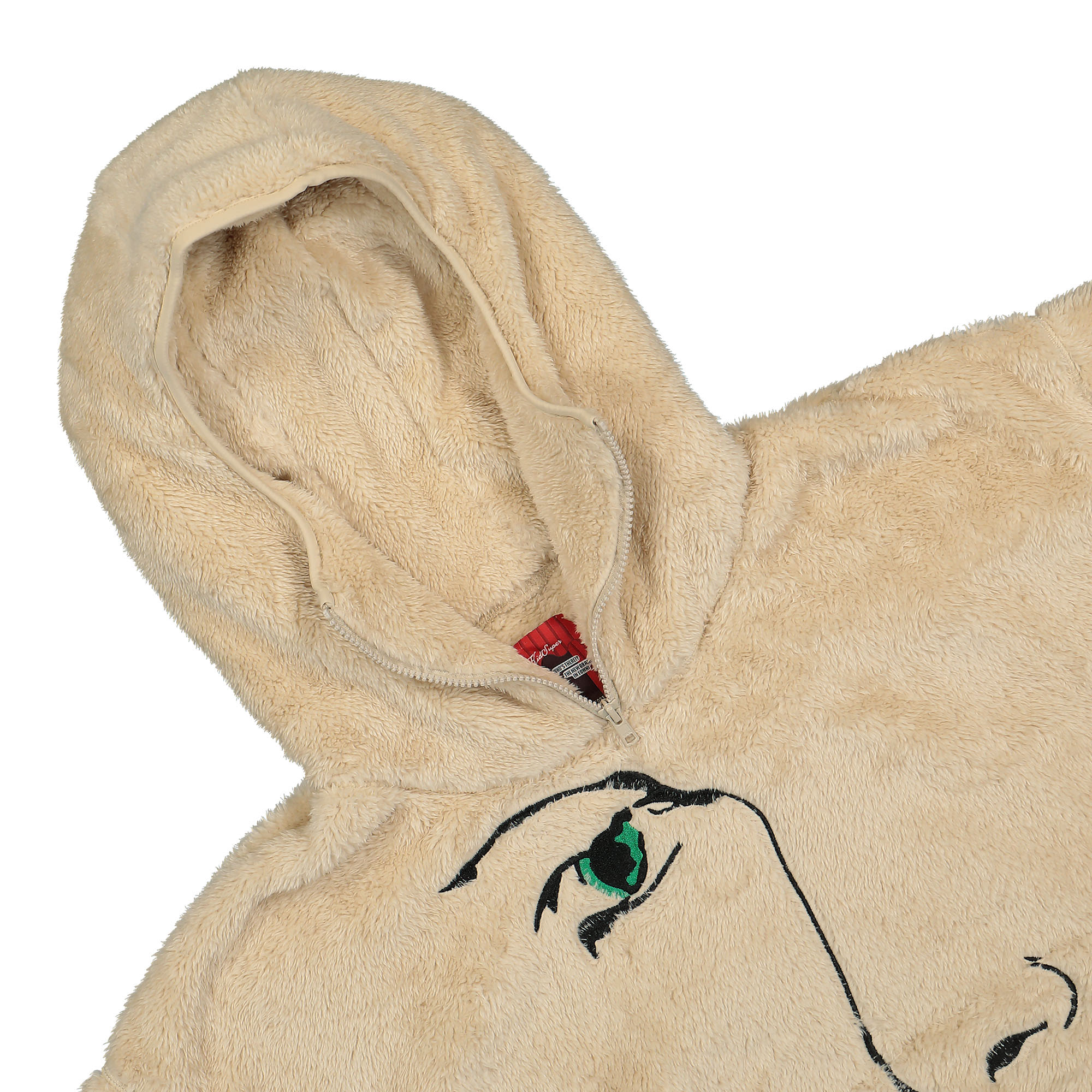 Kidsuper Studios Embroidered Fleece 3/4 Zip Cream Sweatshirts Close-up | Overkill